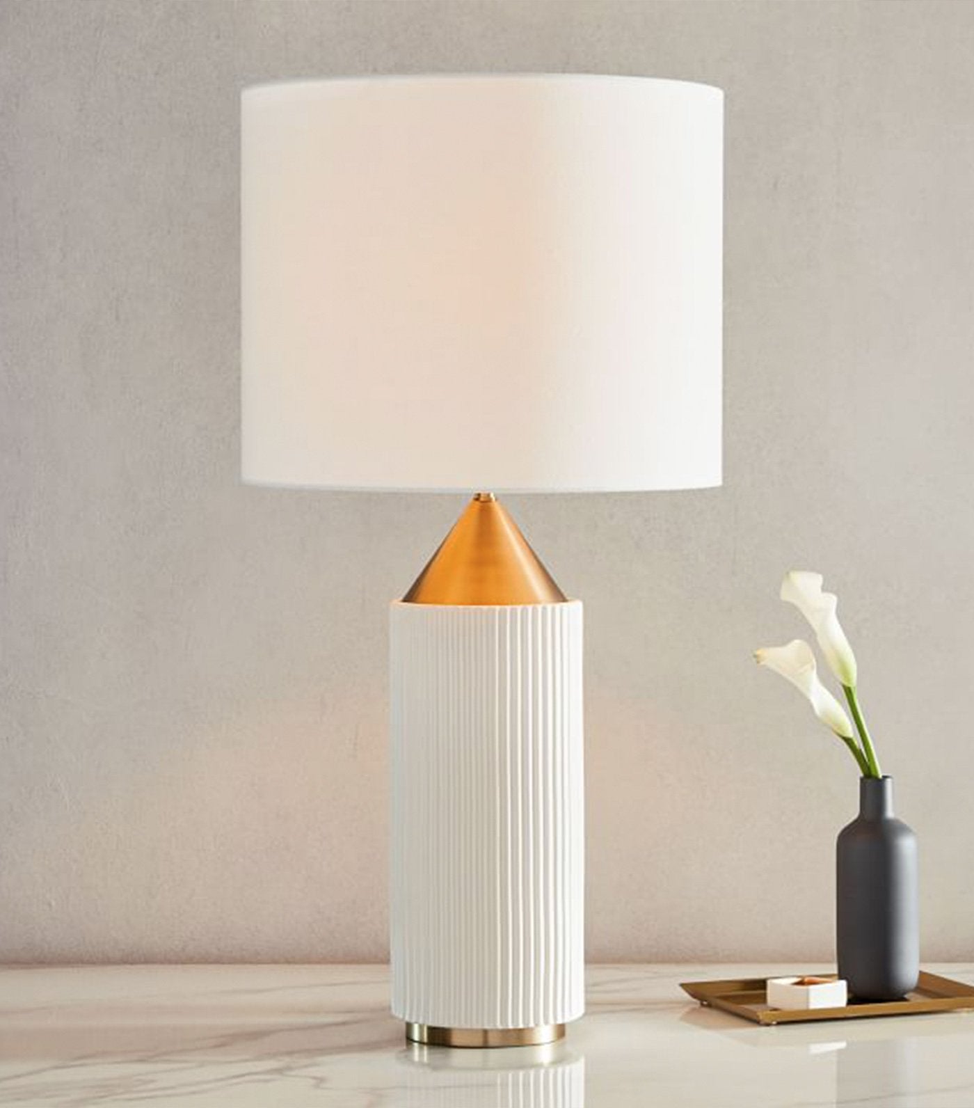 west elm modern fluted table lamp
