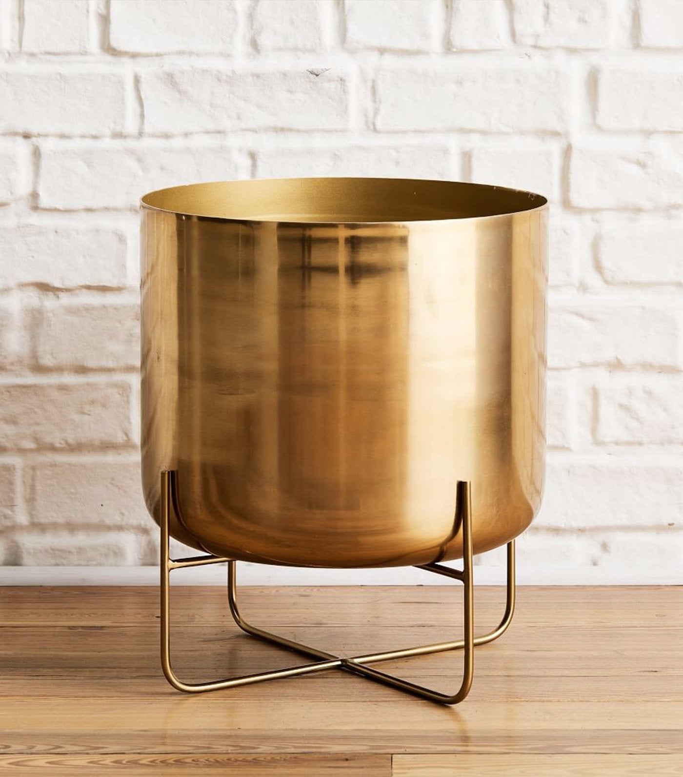 west elm Spun Metal Standing Planters - Brass