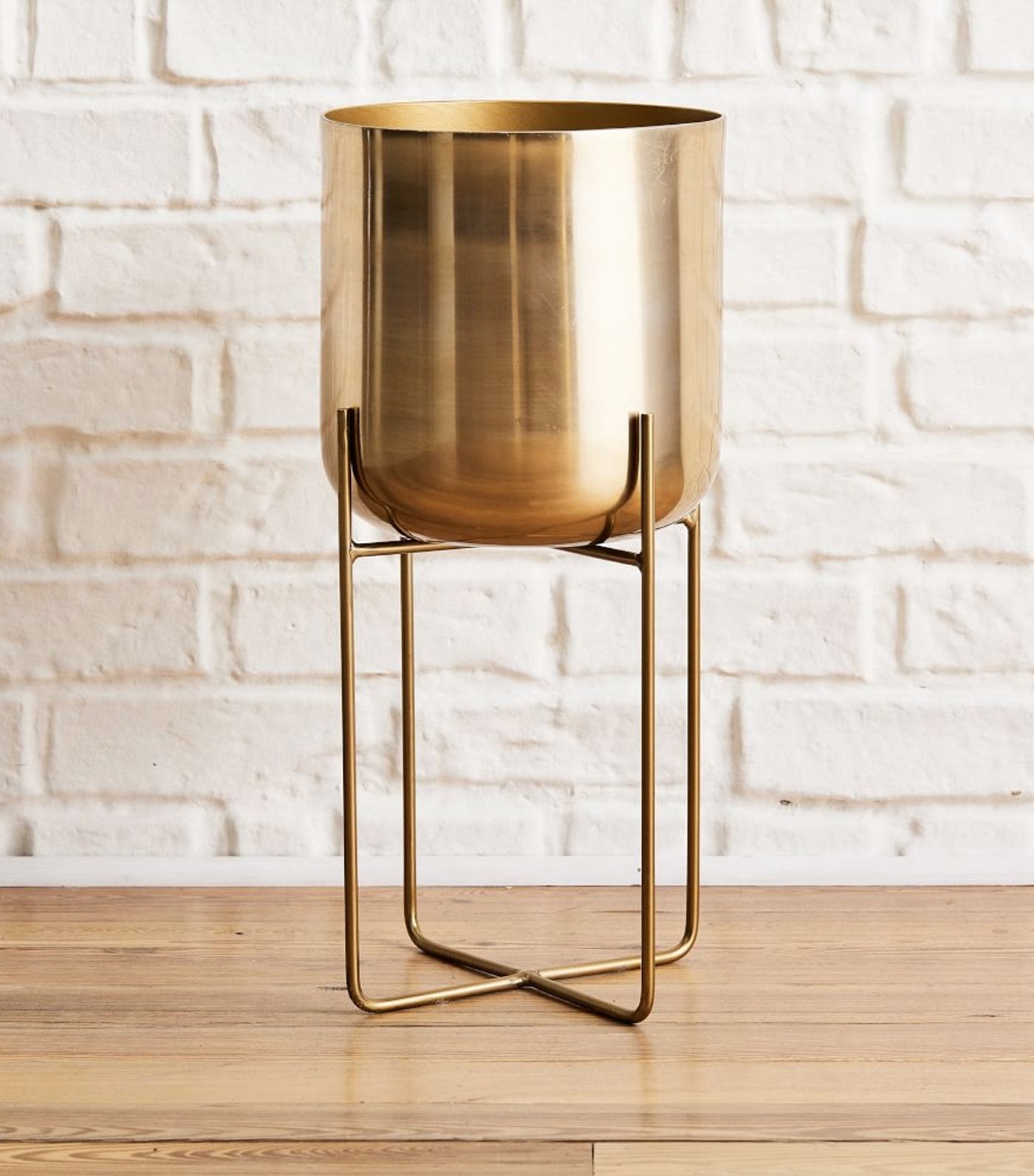 west elm Spun Metal Standing Planters - Brass