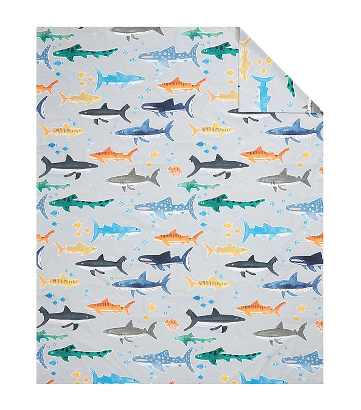 pottery barn kids organic shark party duvet cover - twin