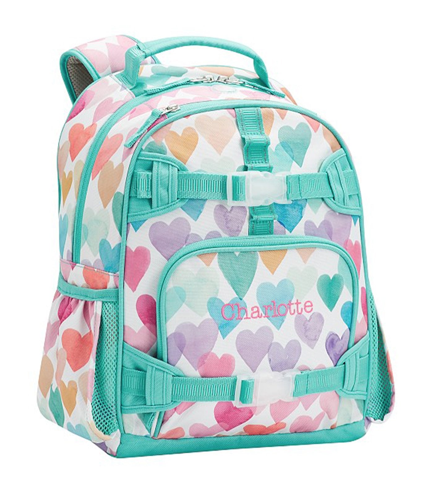 pottery barn kids mackenzie rainbow hearts backpack small