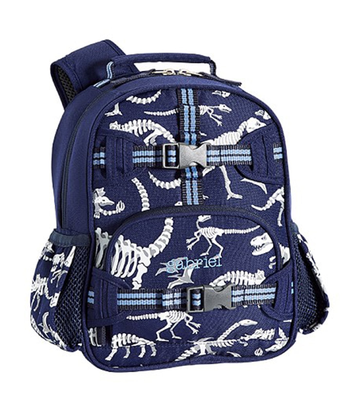 pottery barn kids mackenzie blue/gray glow-in-the-dark dinos mini backpack