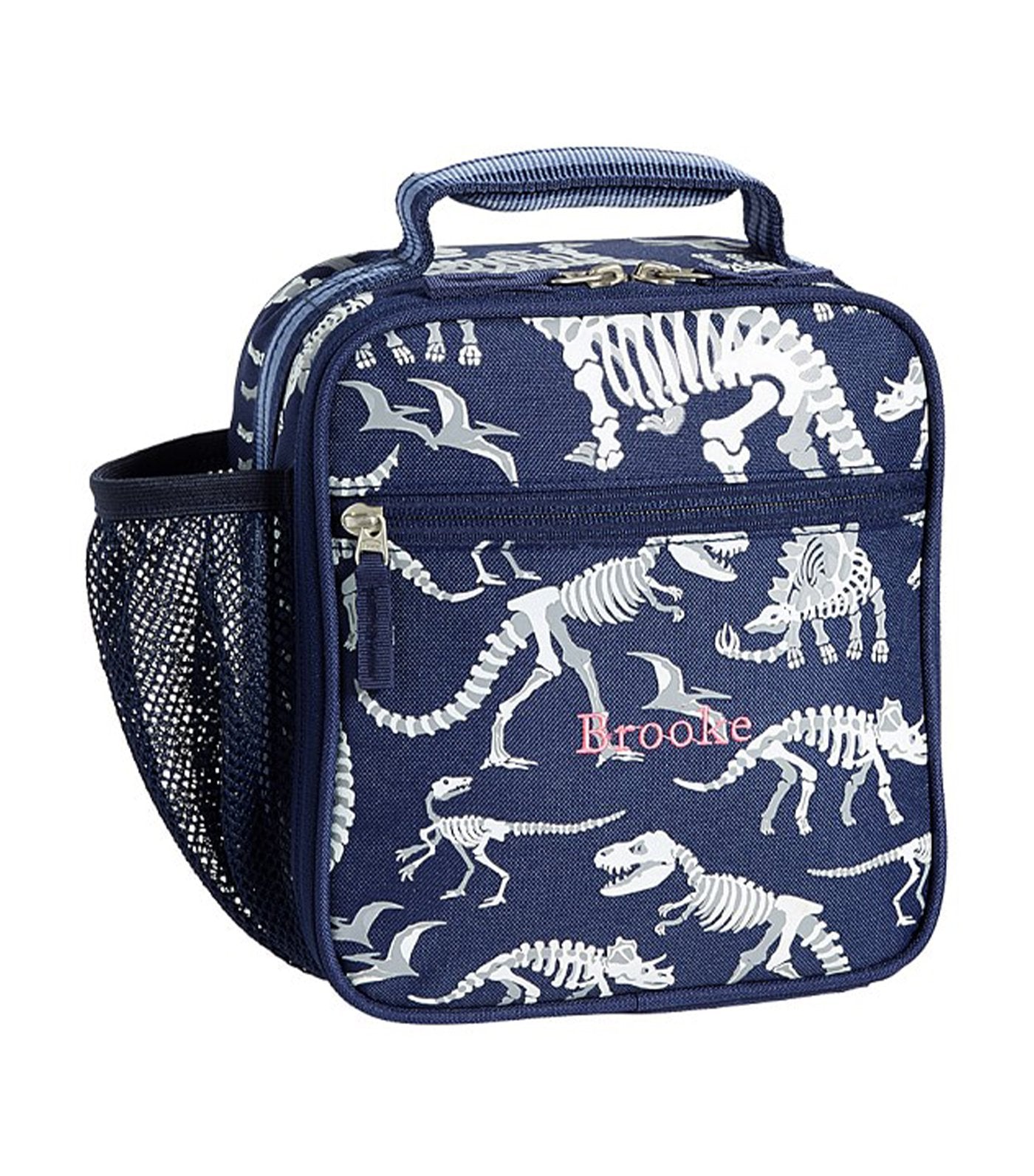 pottery barn kids mackenzie blue dino glow-in-the-dark lunch box - classic