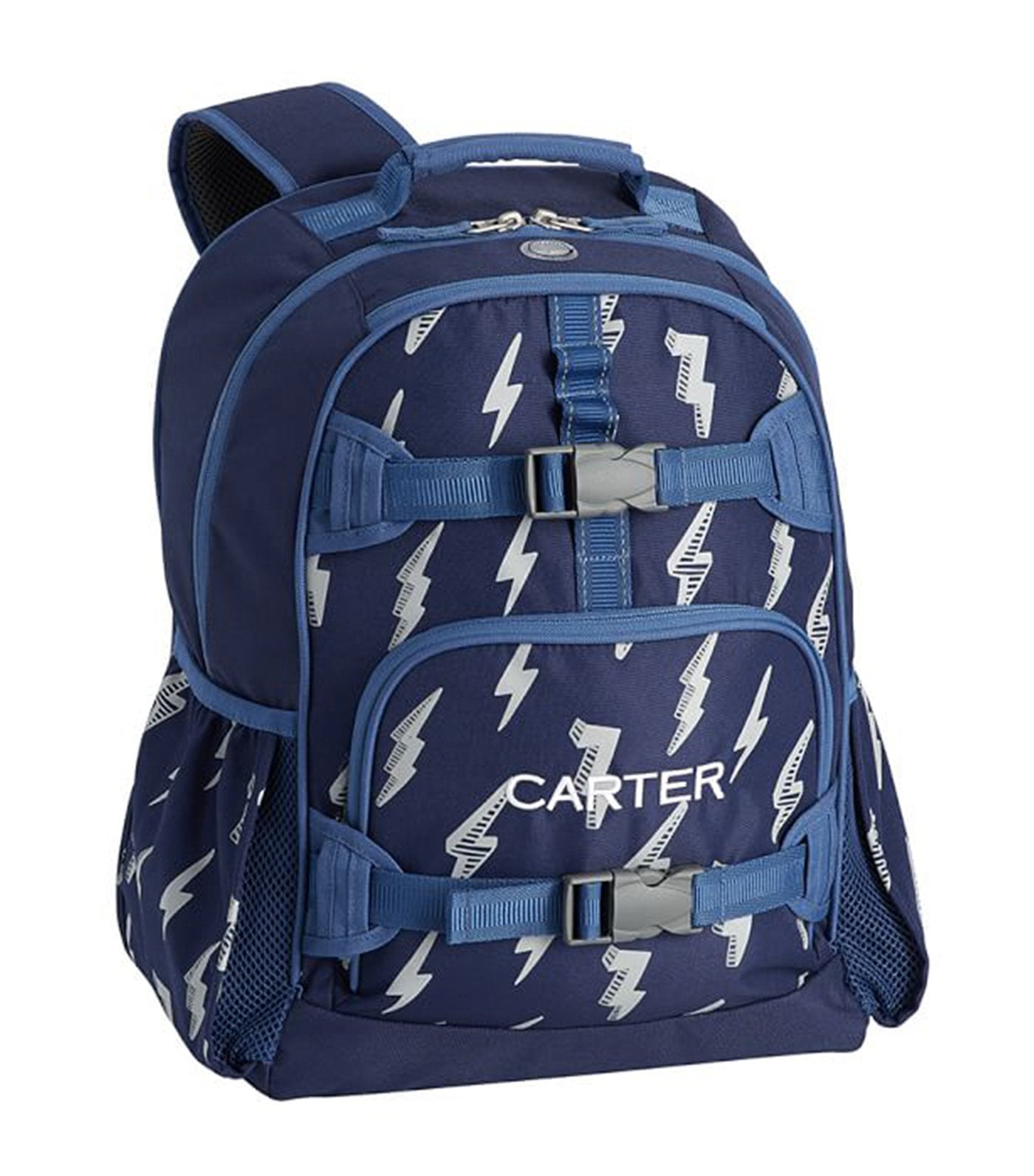 pottery barn kids mackenzie navy lightning bolt glow-in-the-dark backpack