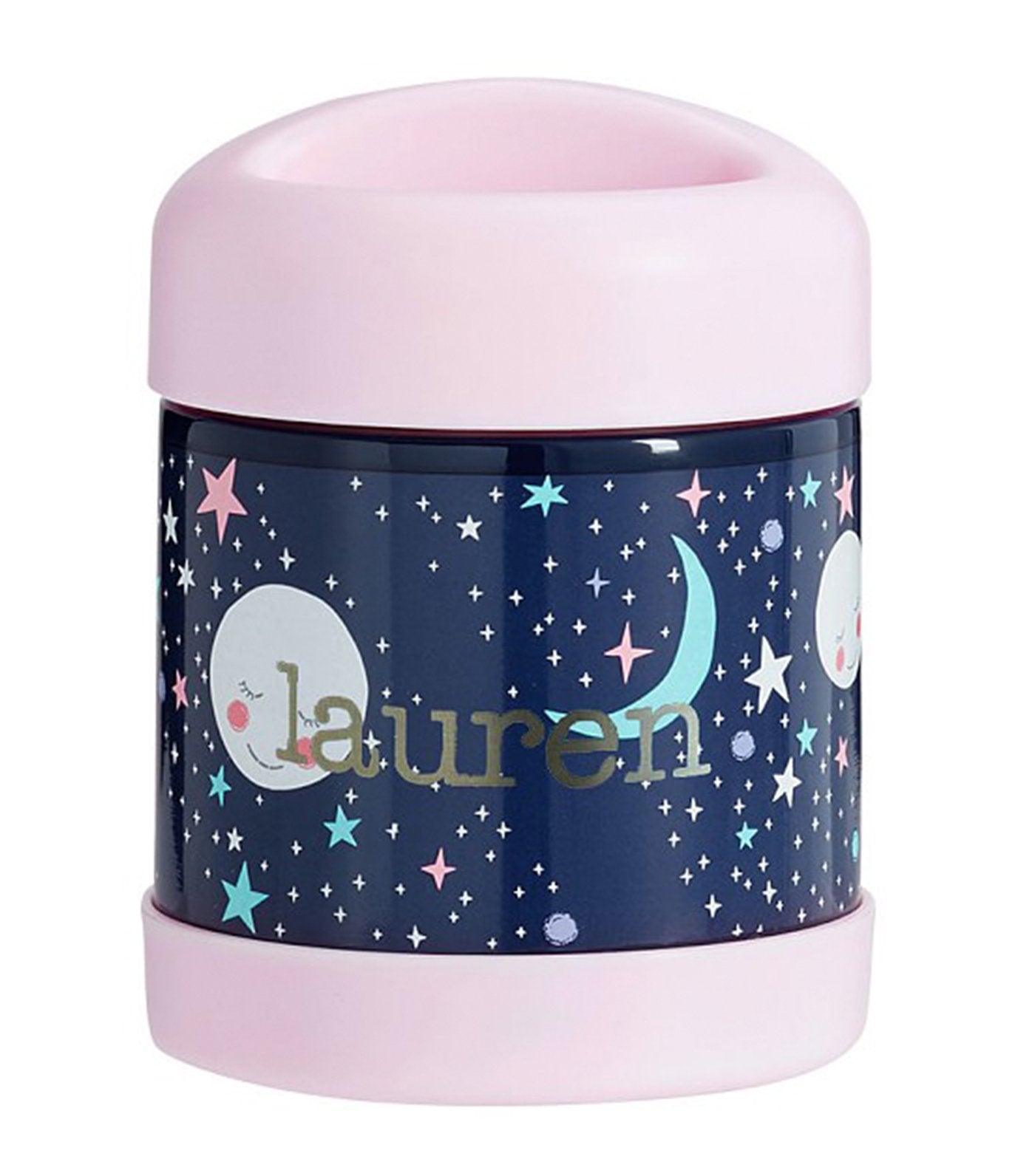 pottery barn kids mackenzie pink navy moons glow-in-the-dark hot & cold container