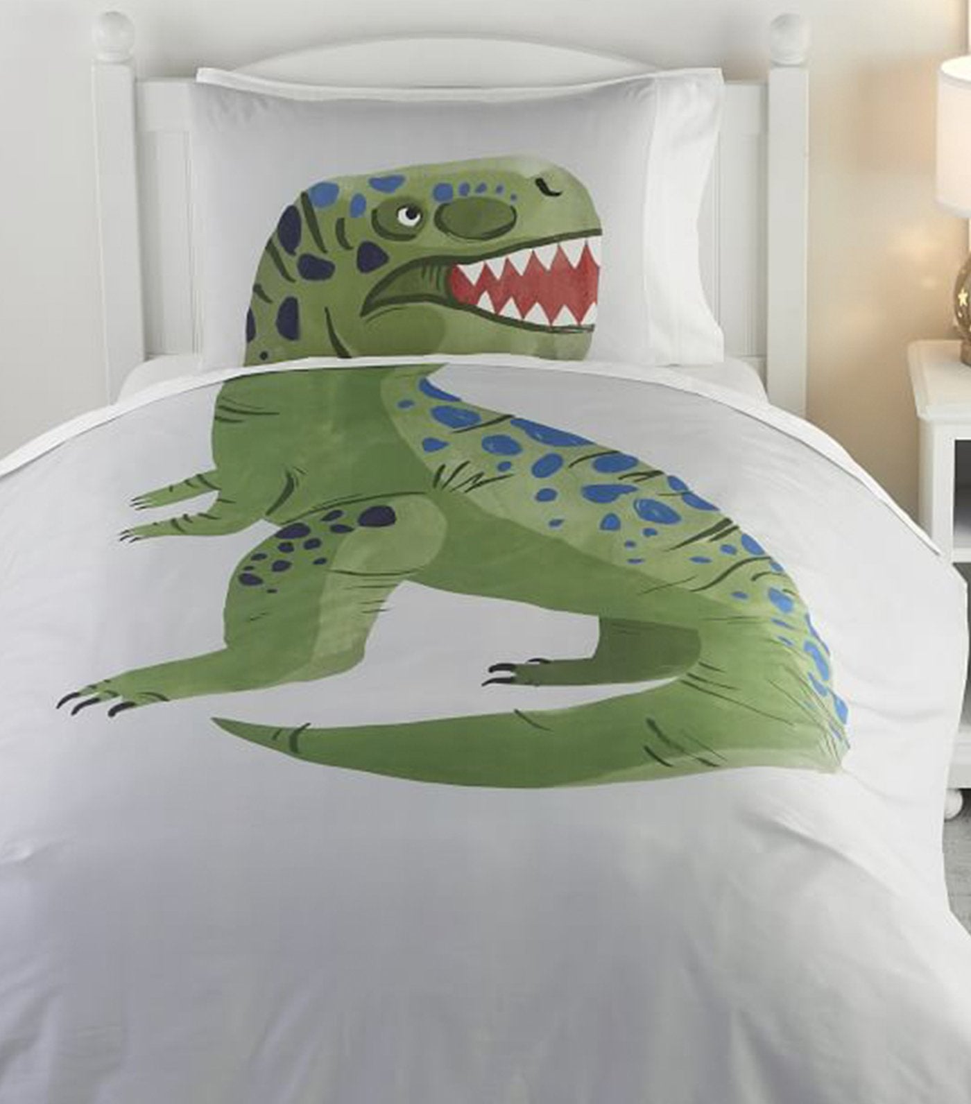 pottery barn kids organic picture perfect dino twin duvet cover & sham set