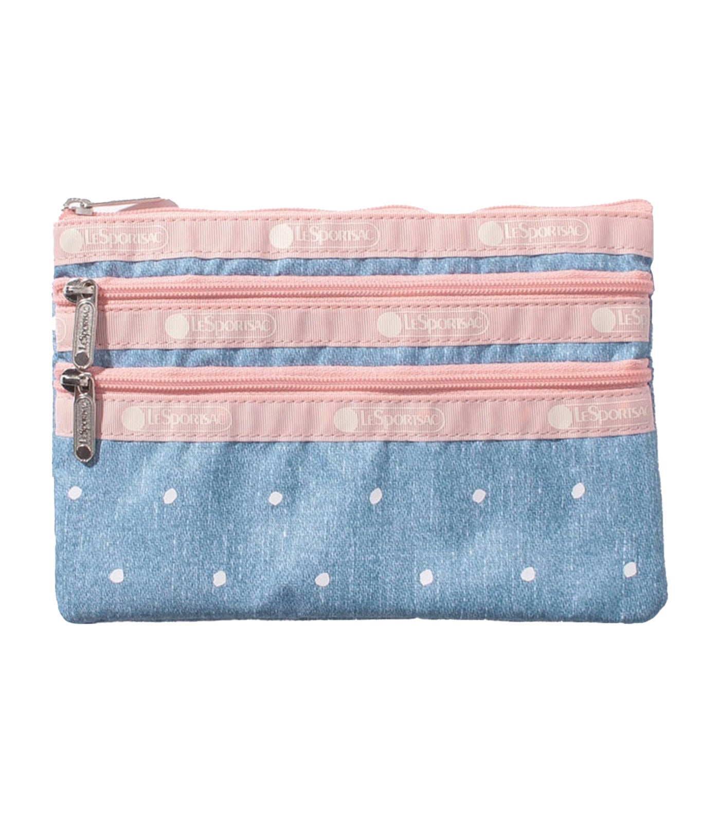 3-Zip Cosmetic Denim Dot