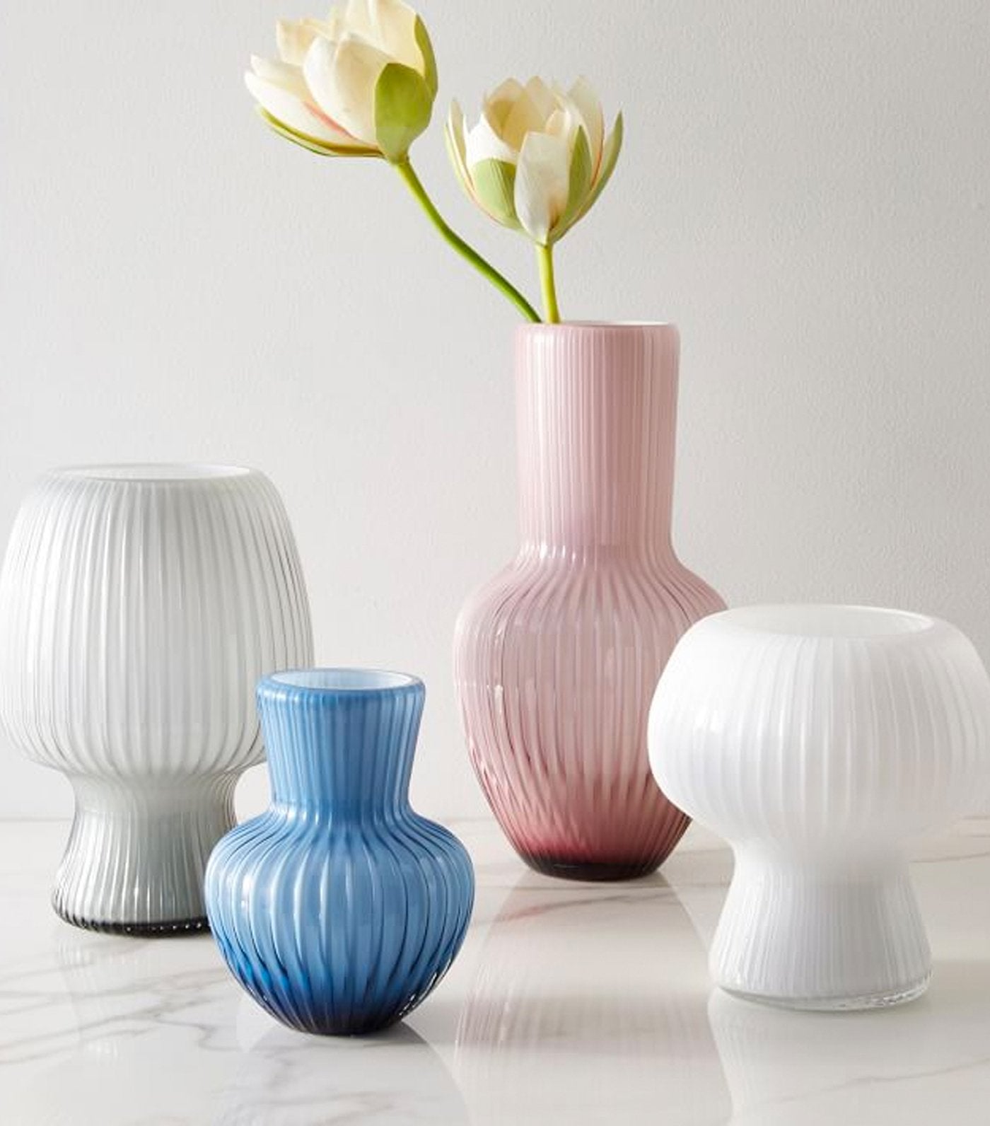 west elm Caned Glass Hurricane Vase