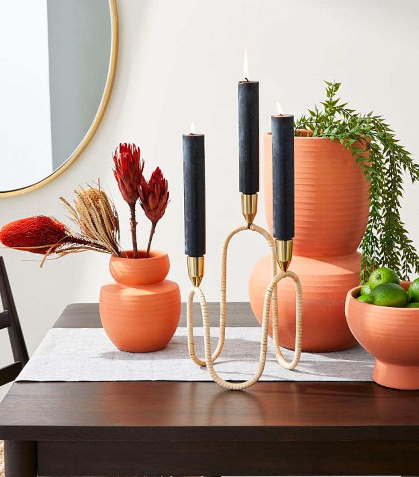 west elm Rattan Wrapped Taper Candleholder