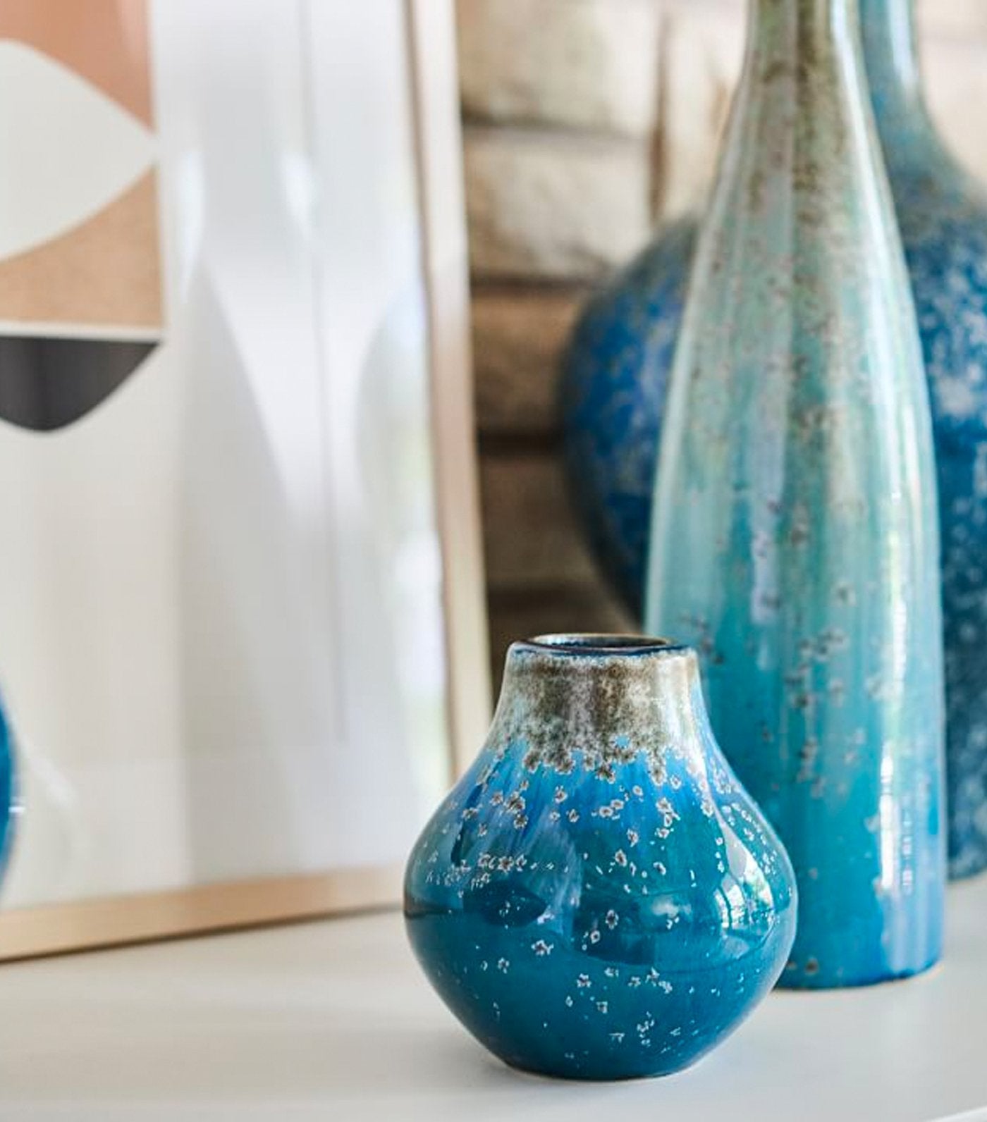 west elm Reactive Glaze Vase - Light Blue