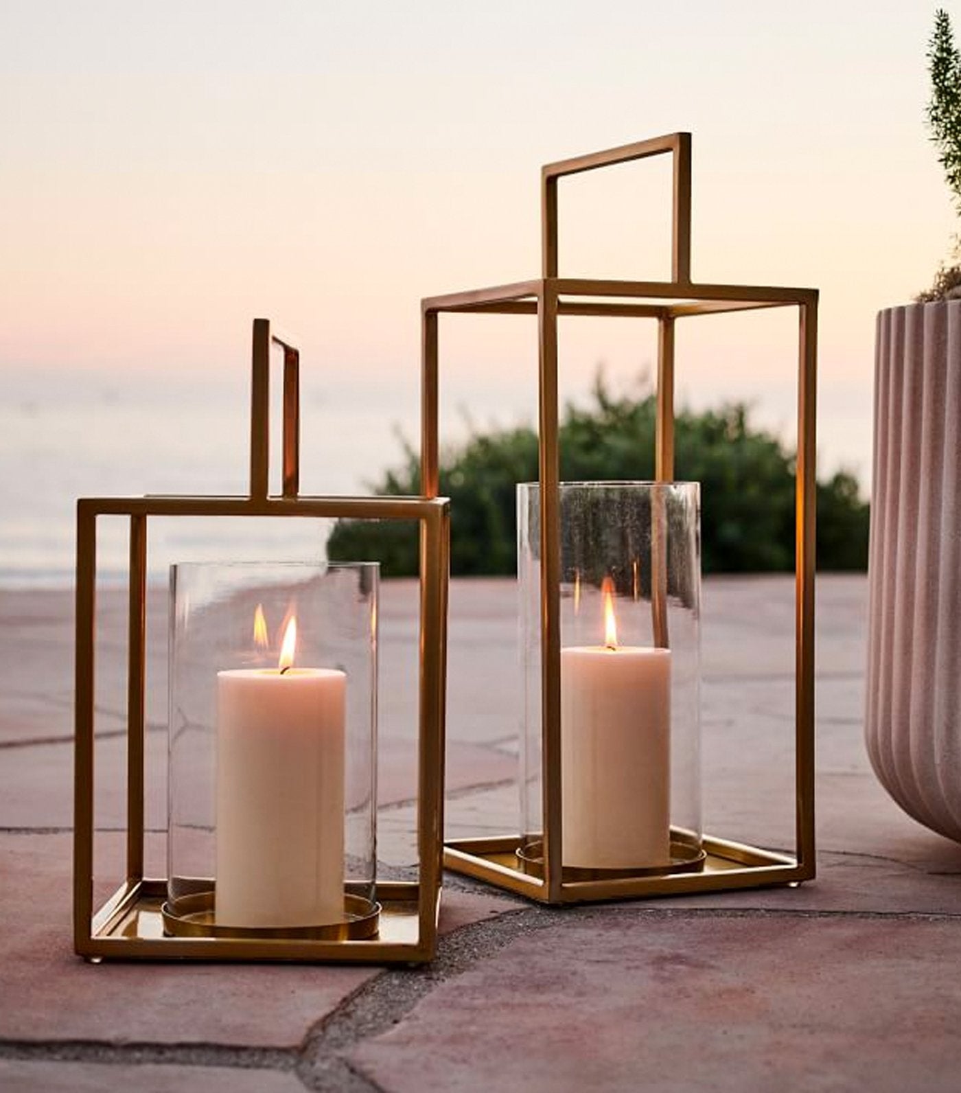 west elm Simple Metal Lantern - Brass