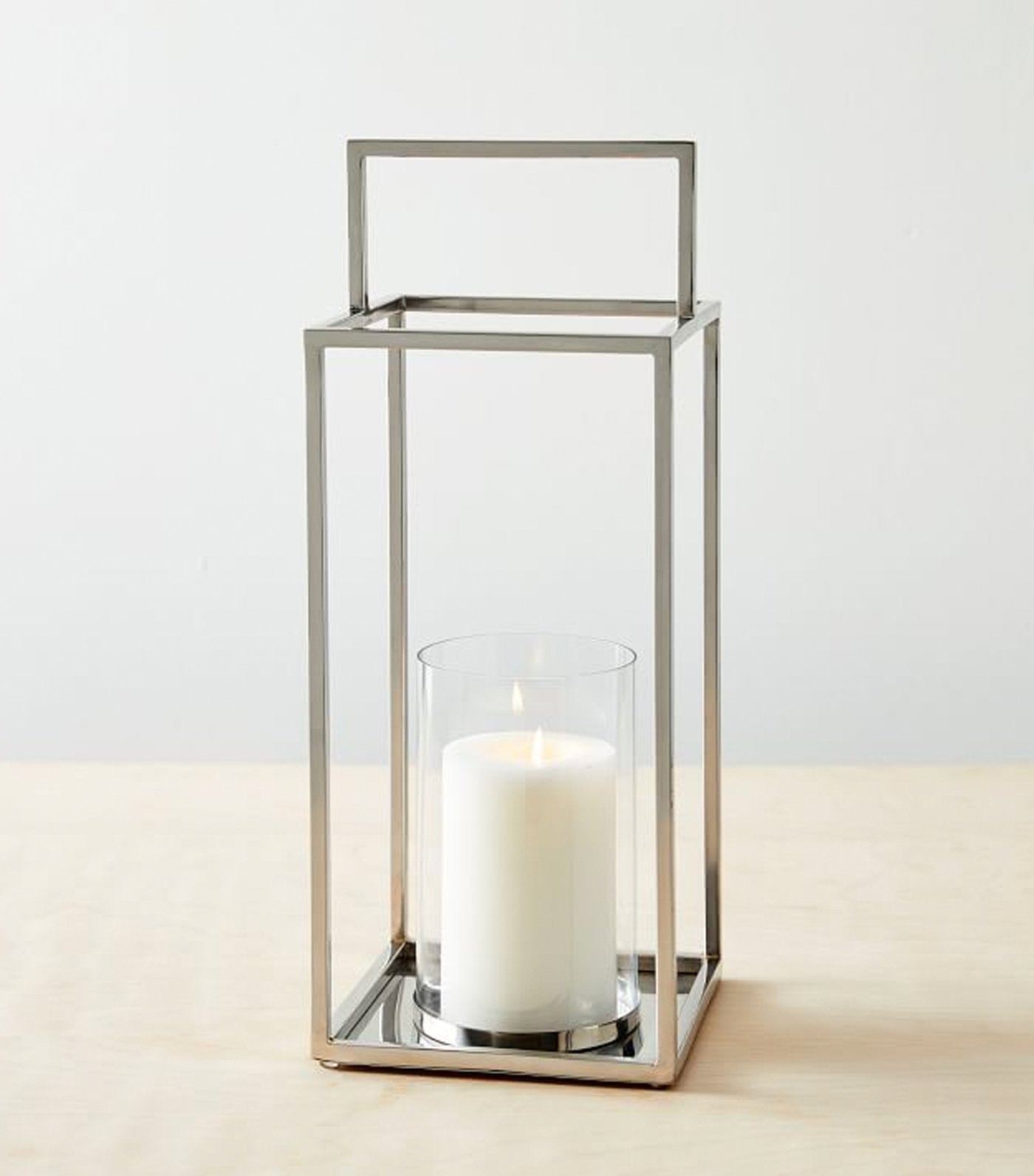 west elm Simple Metal Lantern - Nickel