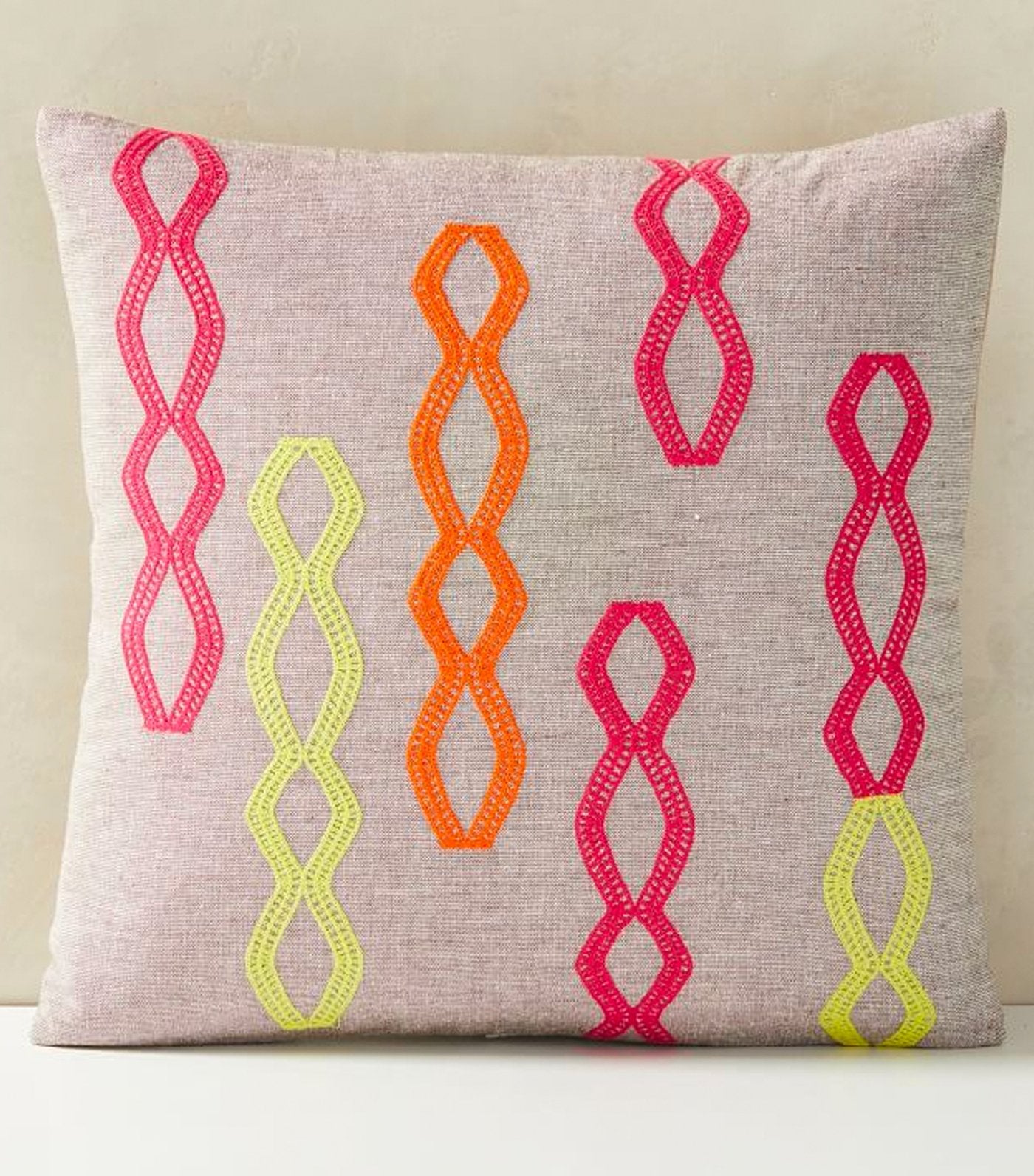 west elm Embroidered Diamond Stripe Pillow Cover
