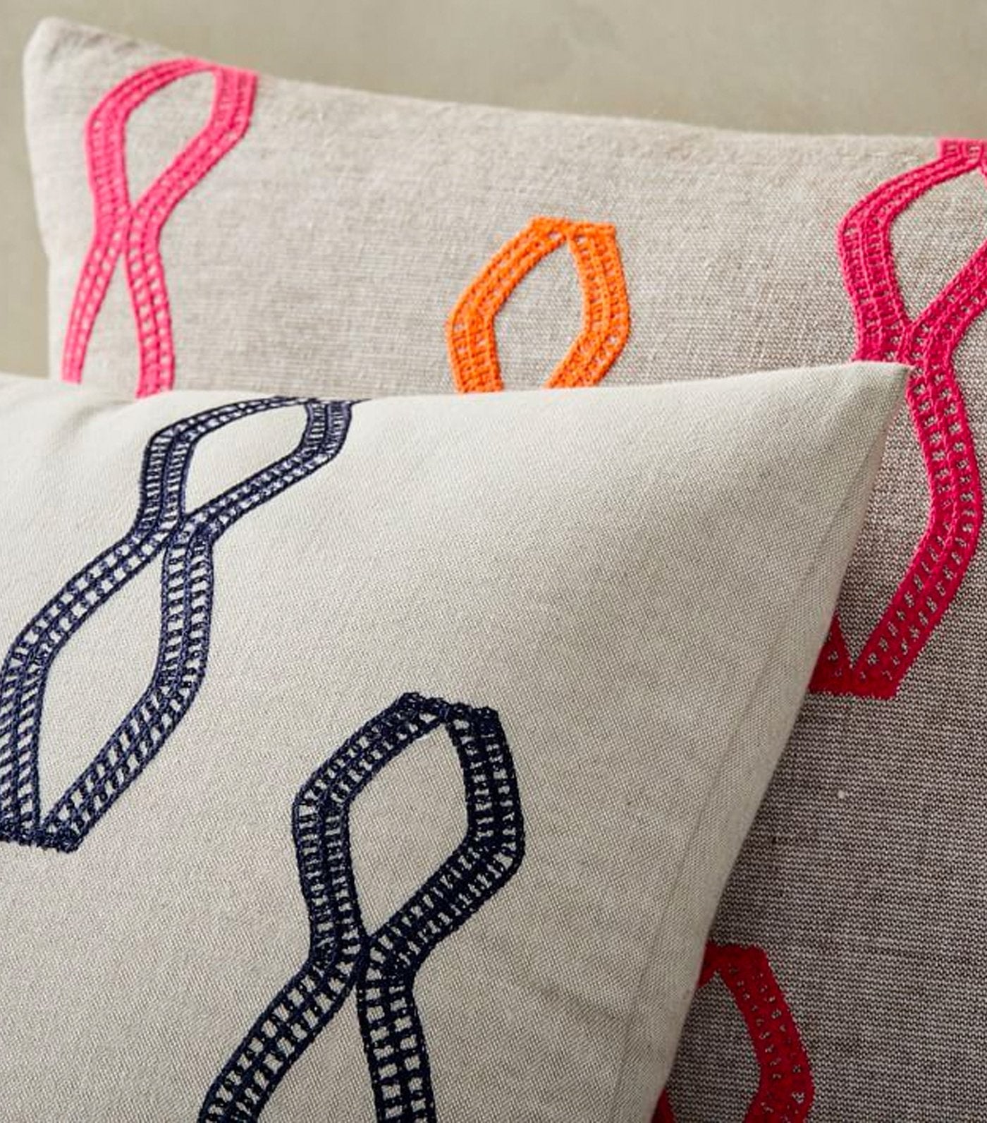 west elm Embroidered Diamond Stripe Pillow Cover