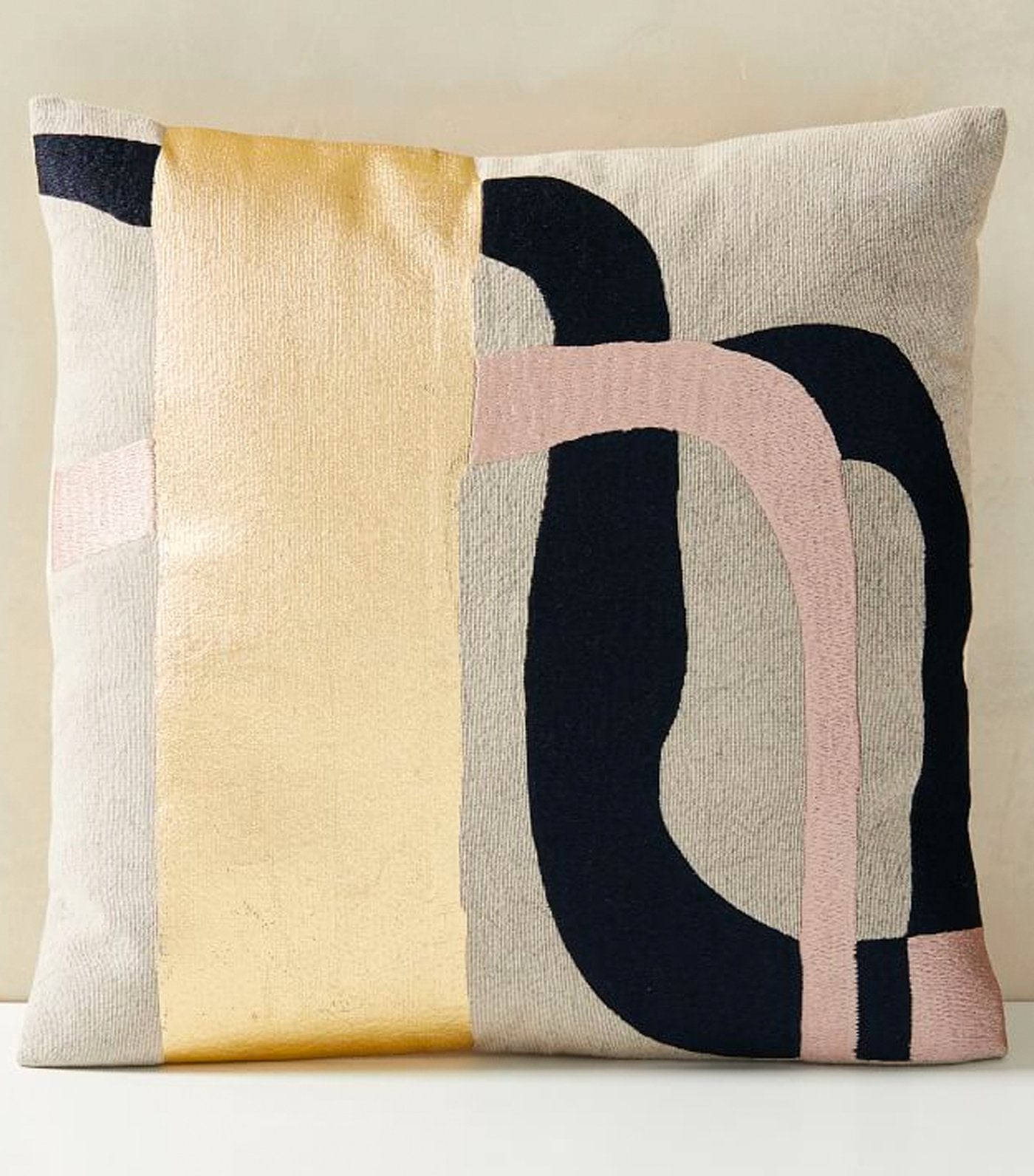 west elm Embroidered Metallic Curves Pillow Cover