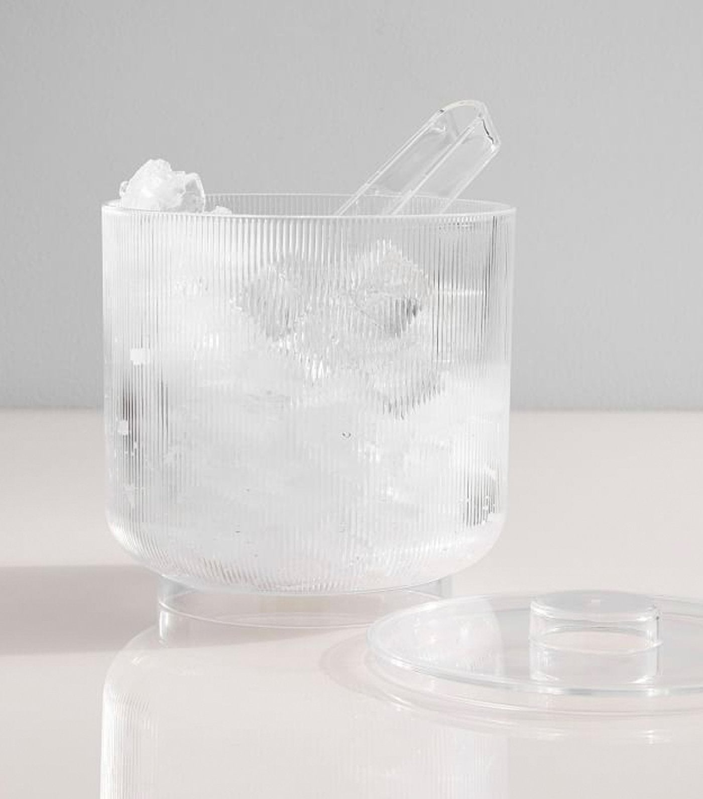 west elm Aaron Probyn Fluted Acrylic Ice Bucket With Tongs