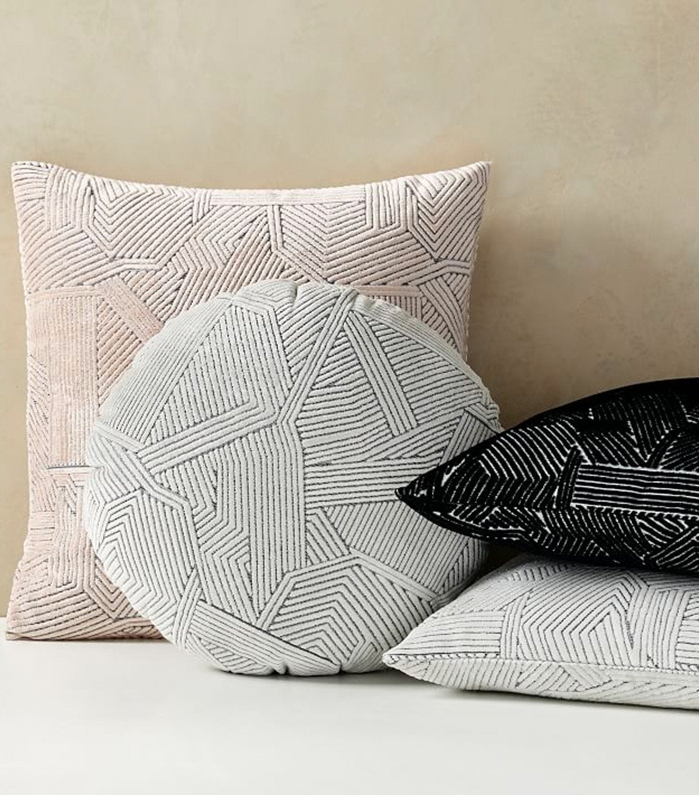 west elm Linear Cut Velvet Pillow Cover