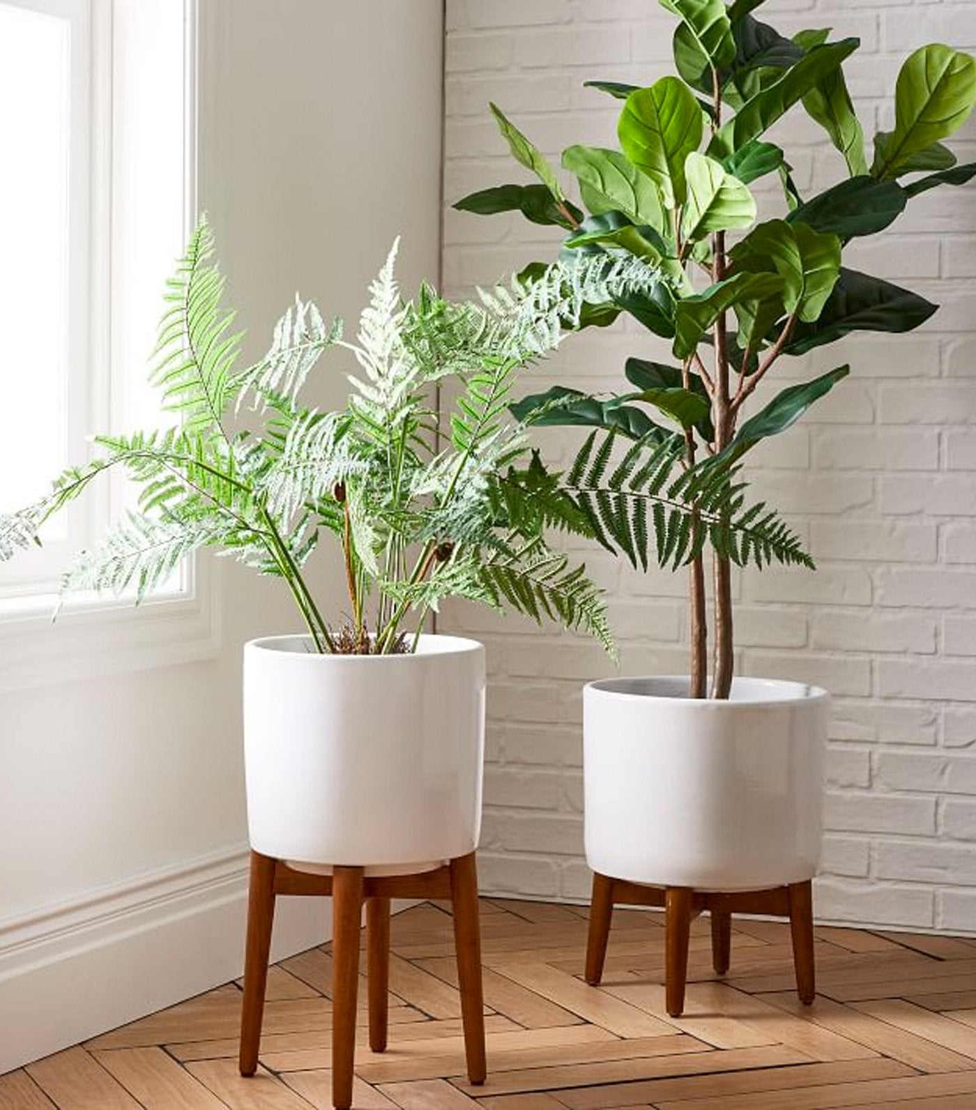 west elm Turned Wood Leg Standing Planter