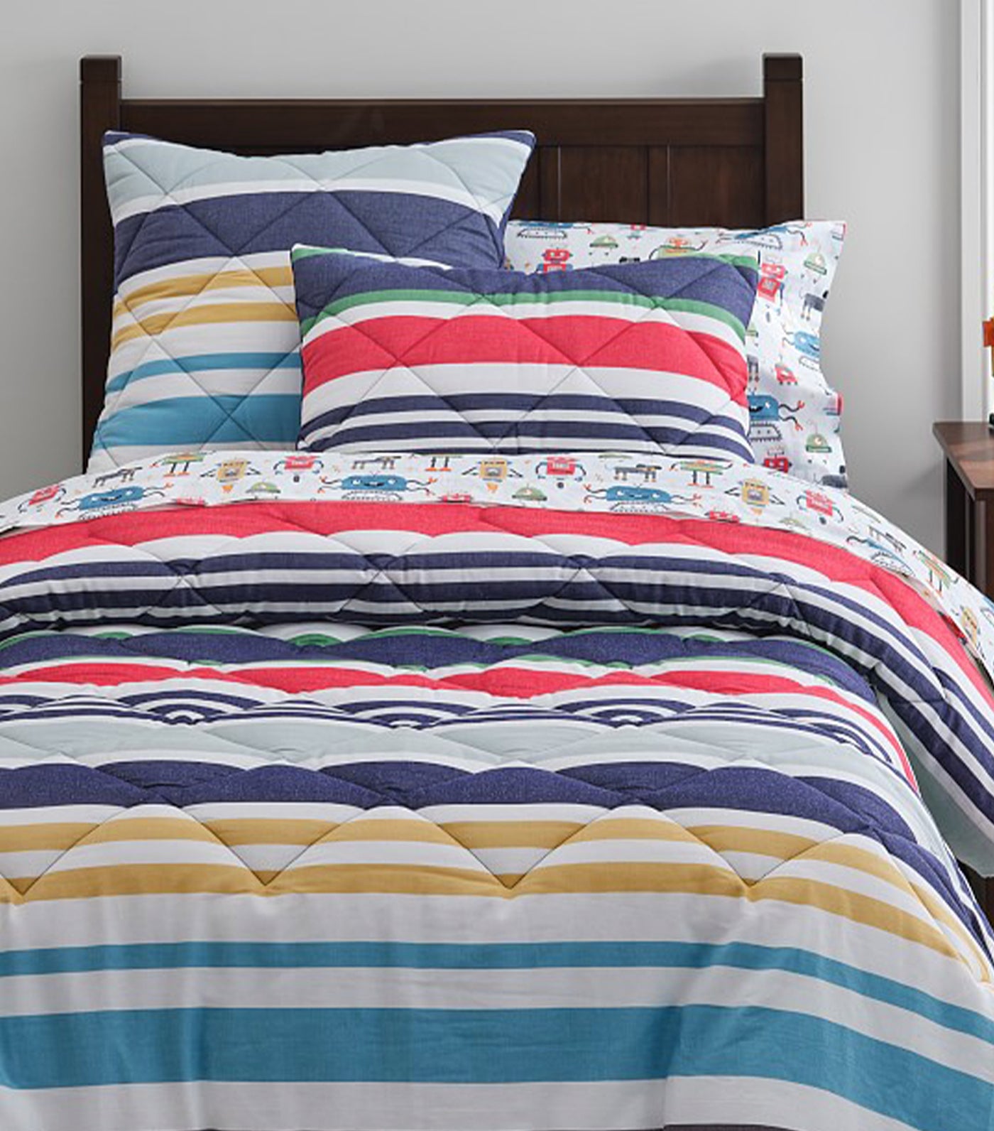 pottery barn kids multicolor tanner striped comforter and shams