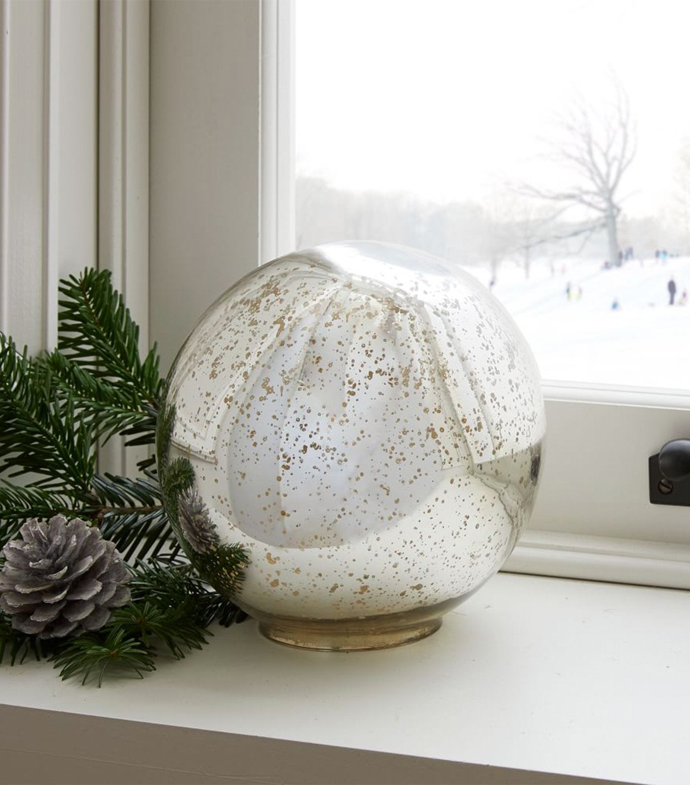 west elm Light Up Mercury Glass Globes - Silver