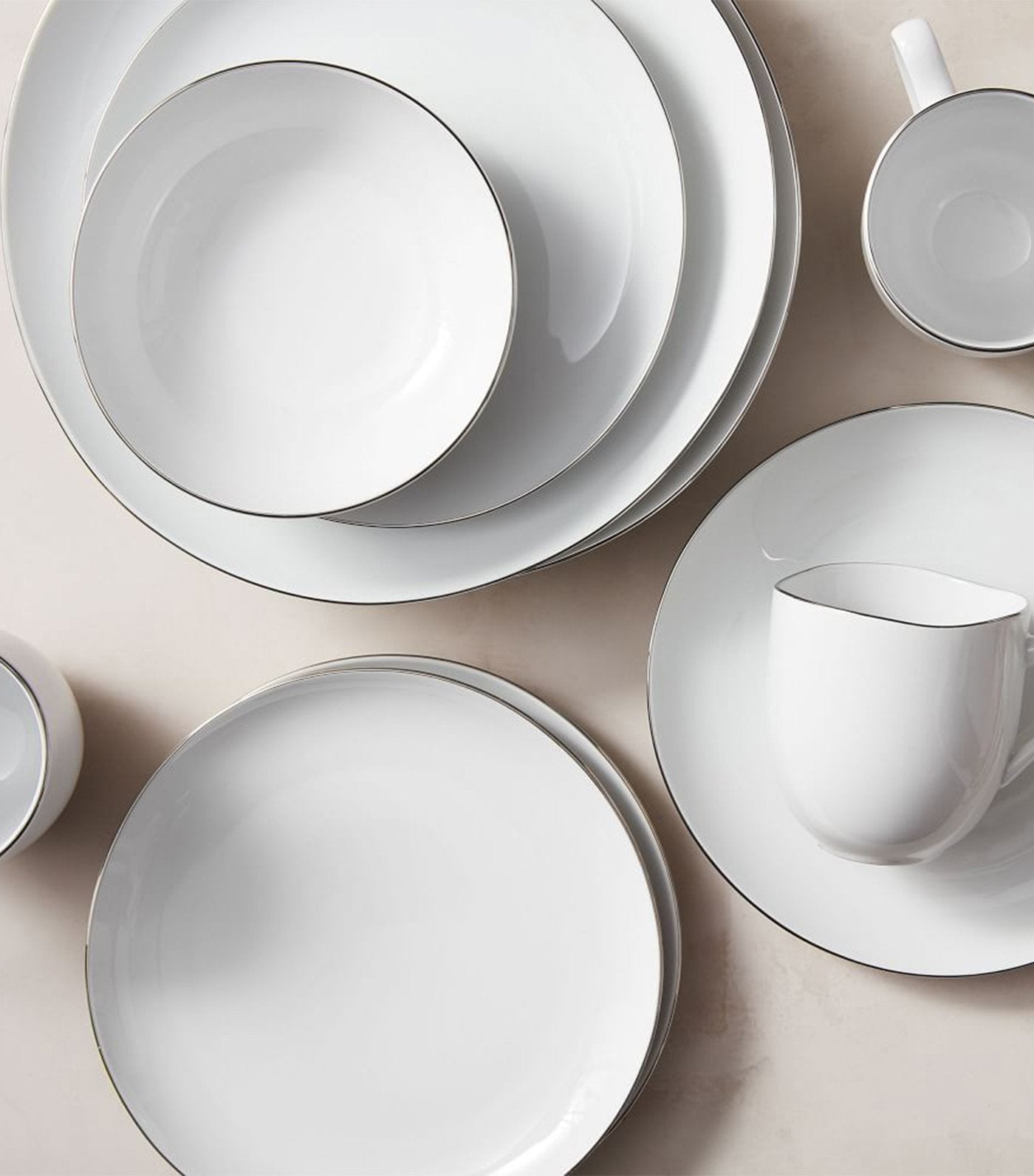 west elm Organic Shaped Silver Rim Dinnerware Collection