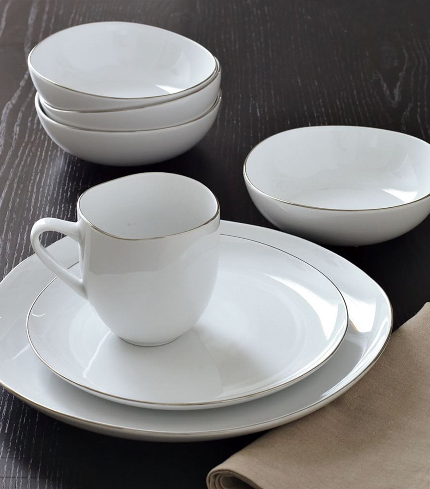 west elm Organic Shaped Silver Rim Dinnerware Collection