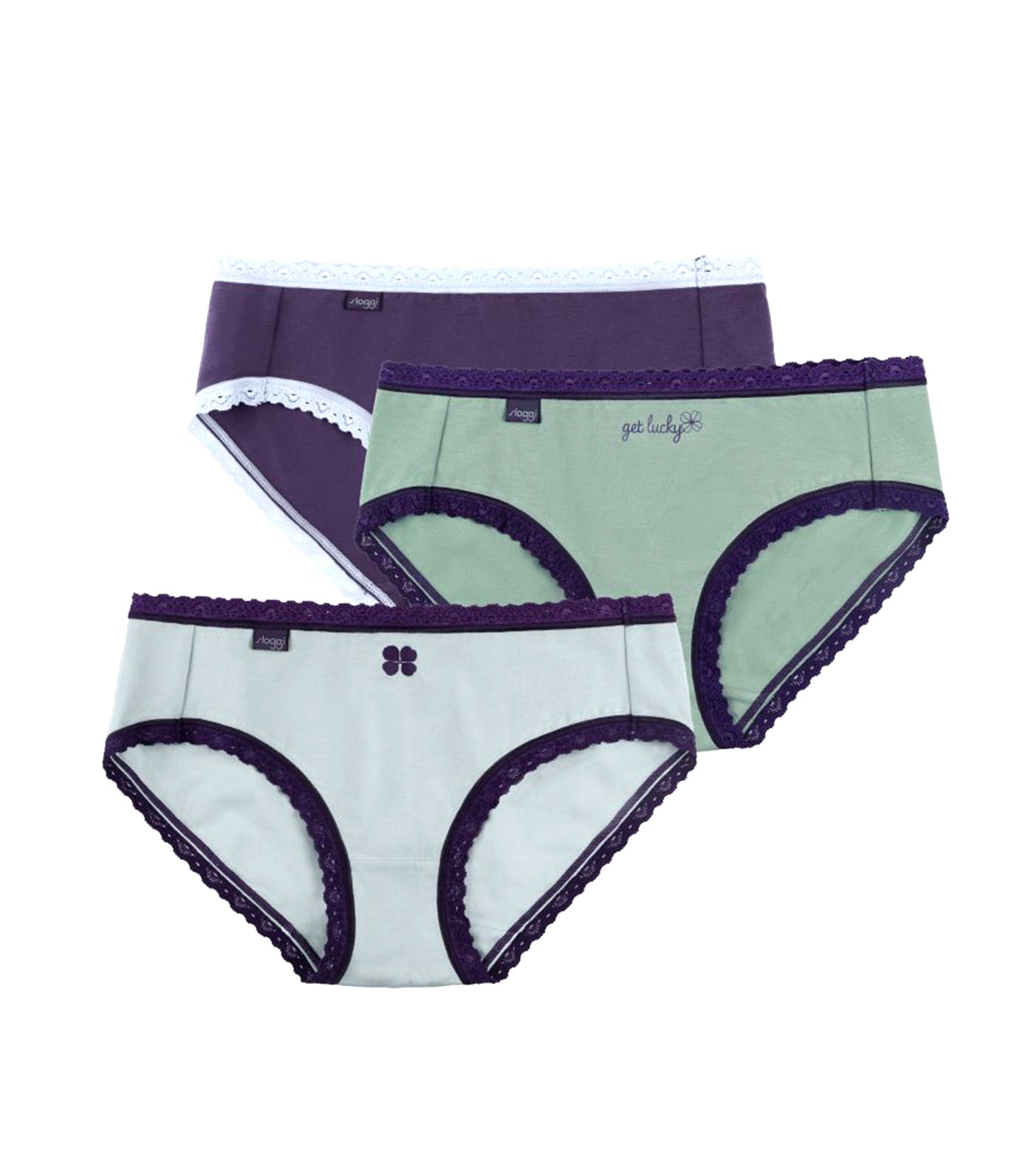 sloggi Weekend 3pc Panty Pack Assorted Purple, Green, and White