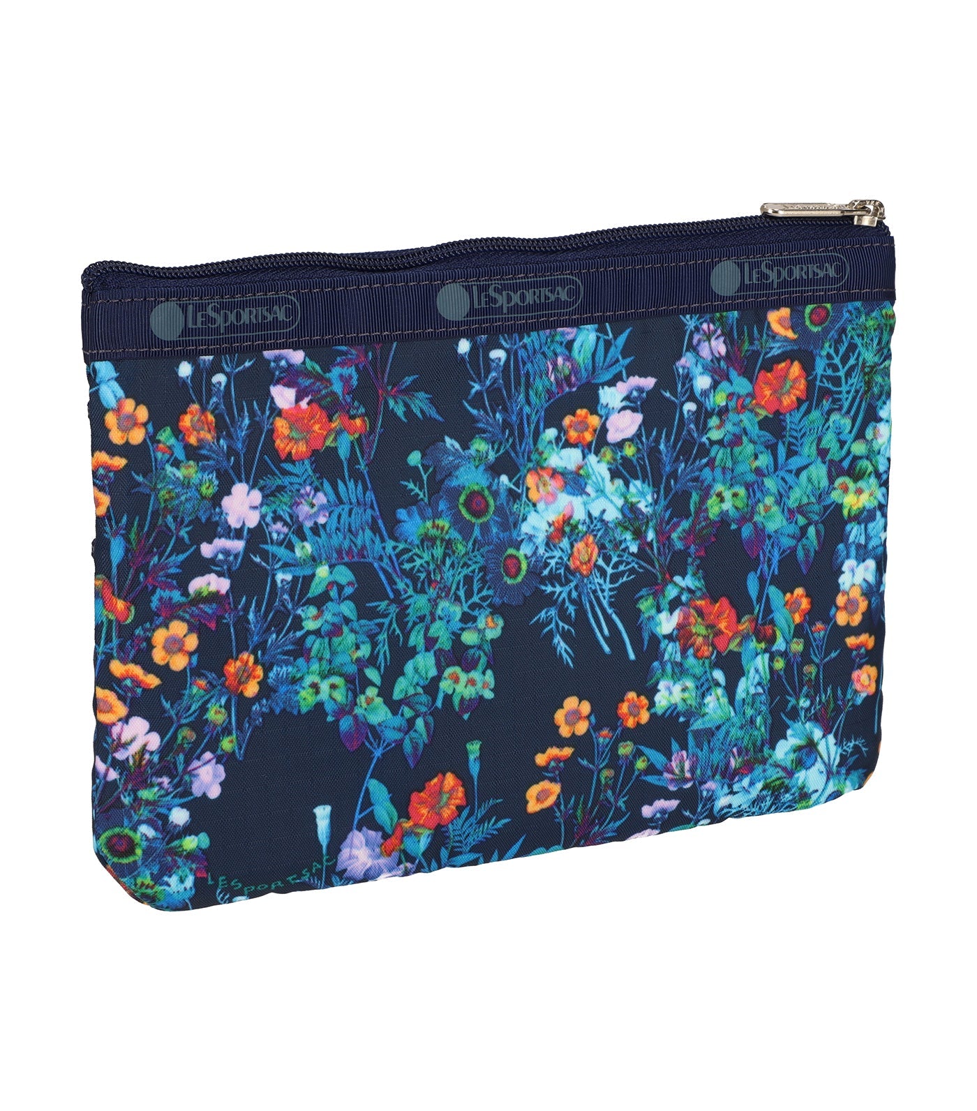 3-Zip Cosmetic Florescent Floral Bleu
