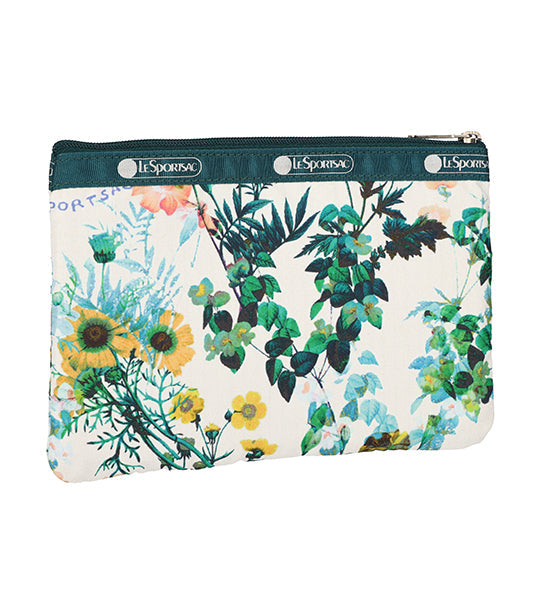 3-Zip Cosmetic Florescent Floral Blanc