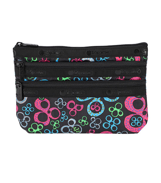 LeSportsac x Gaku 3-Zip Cosmetic Flower Power