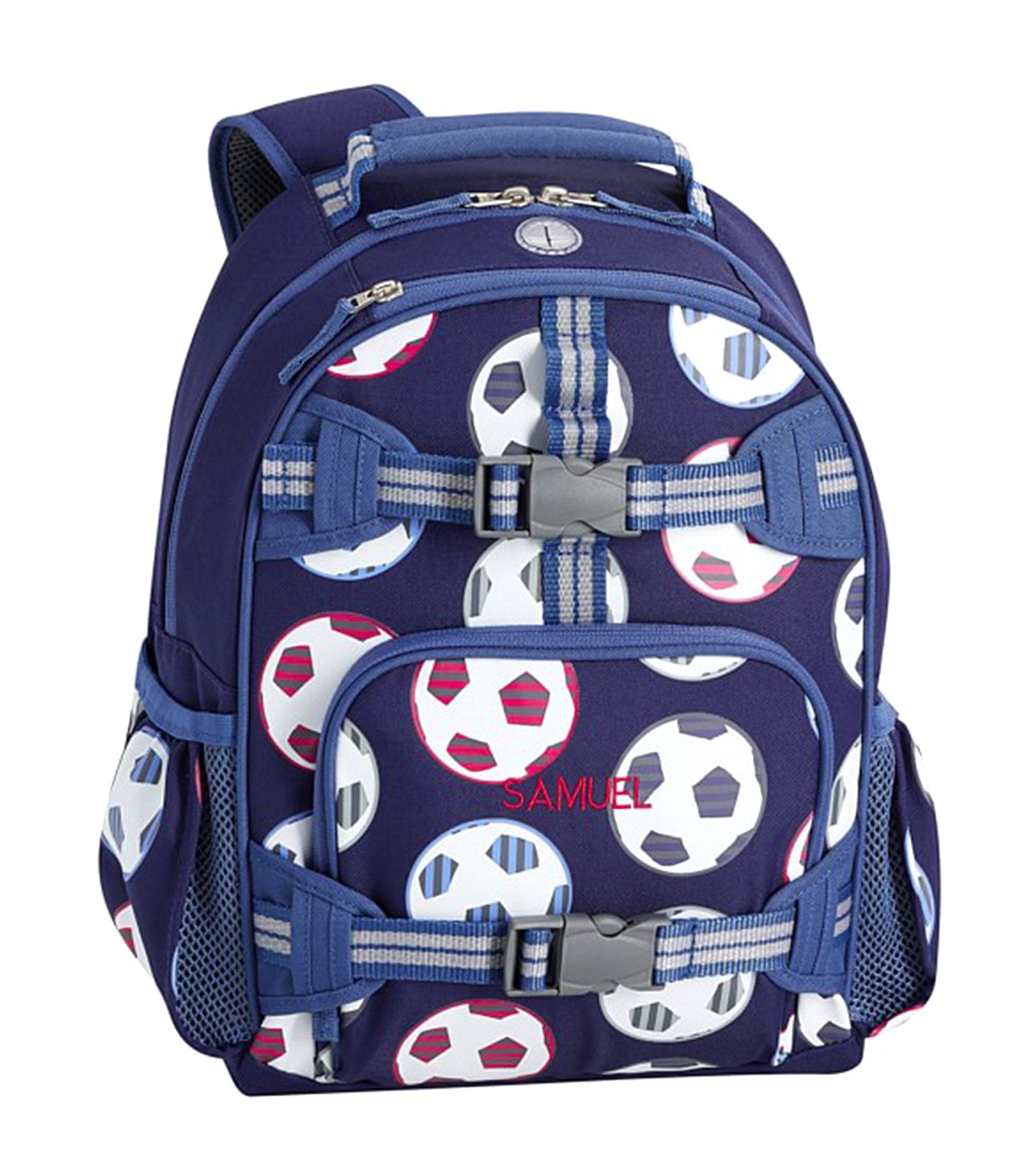 pottery barn kids mackenzie navy soccer glow-in-the-dark backpacks small