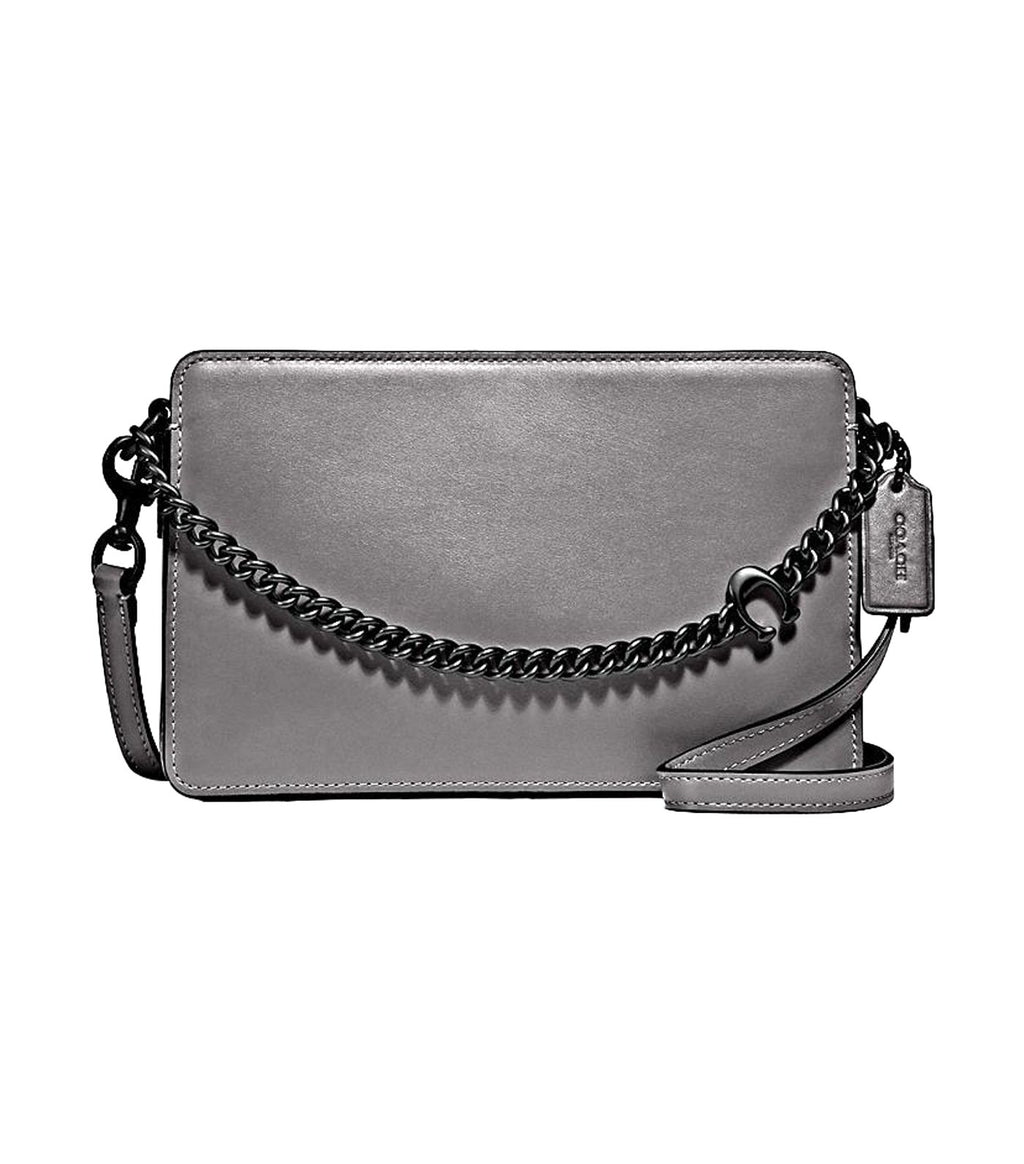 Coach Signature Chain Leather Crossbody Heather Gray