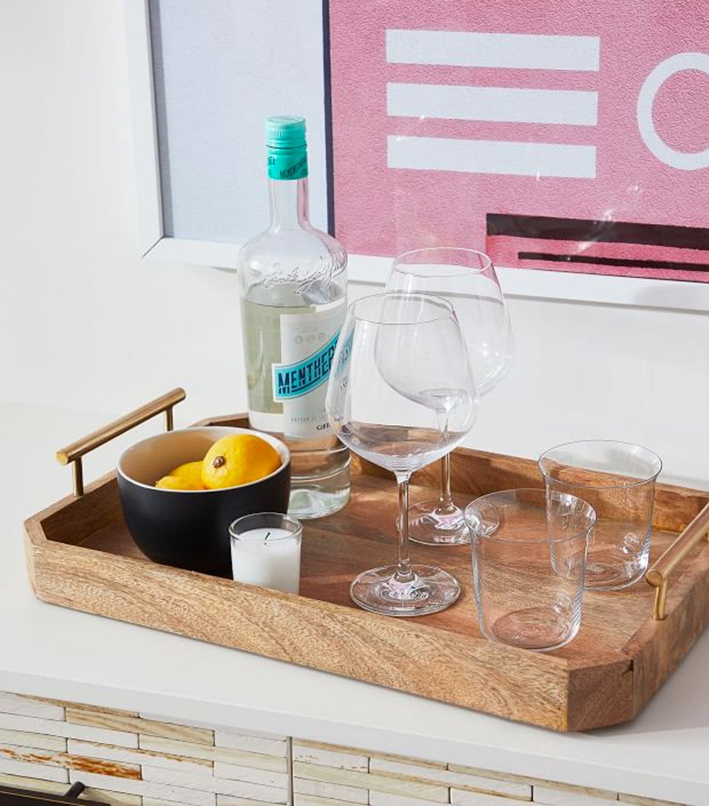 west elm Deco Handle Serve Tray, 46cmx30cm - Natural