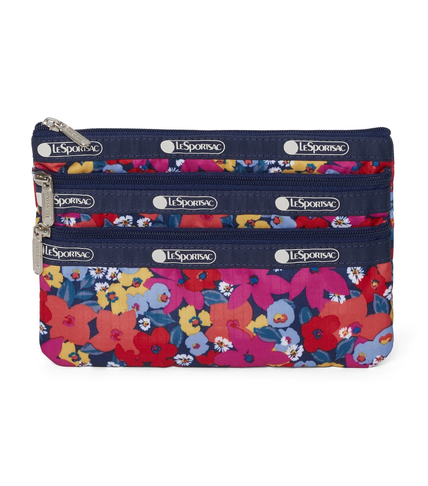 3-Zip Cosmetic Bag Bright Isle Floral
