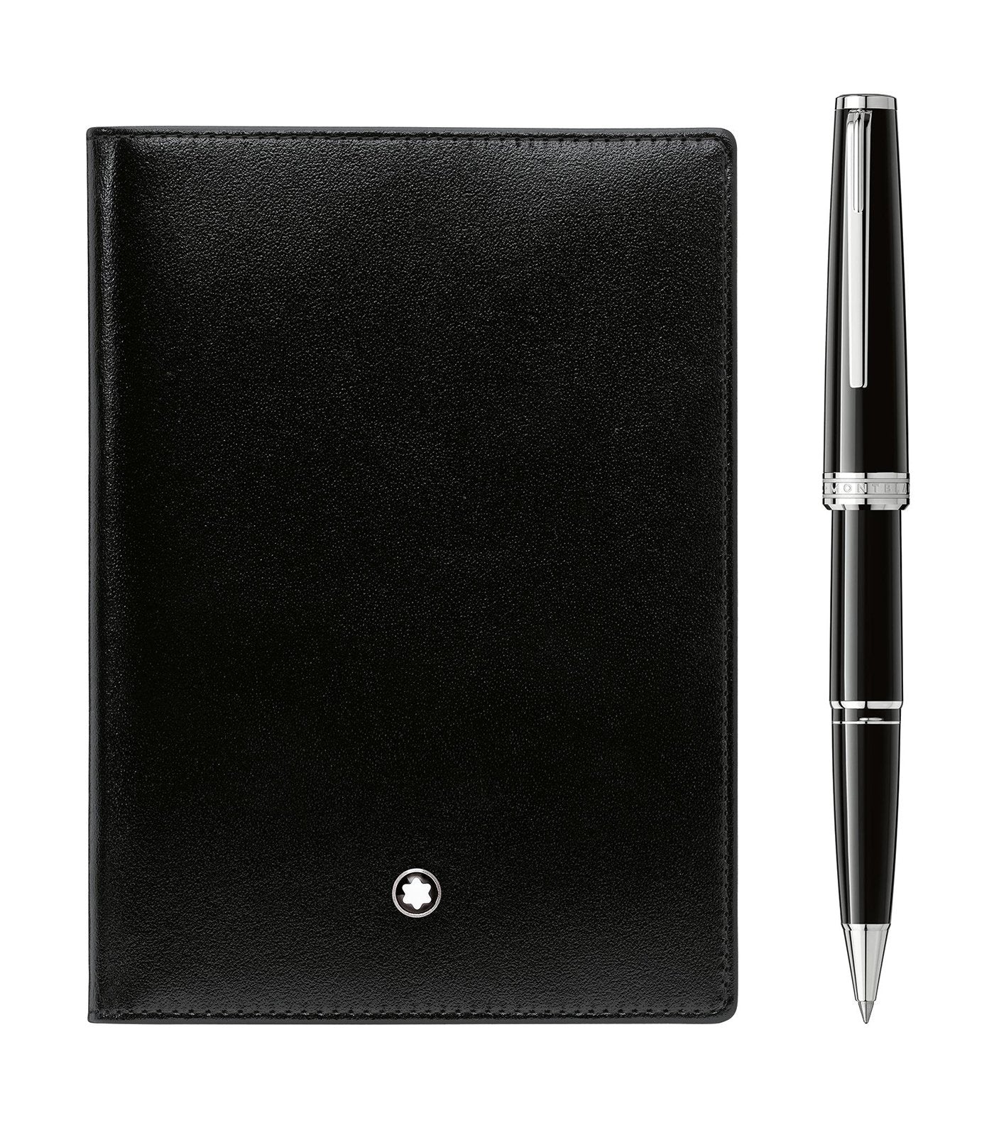PIX Black Rollerball and Meisterstück Passport Holder Set Black