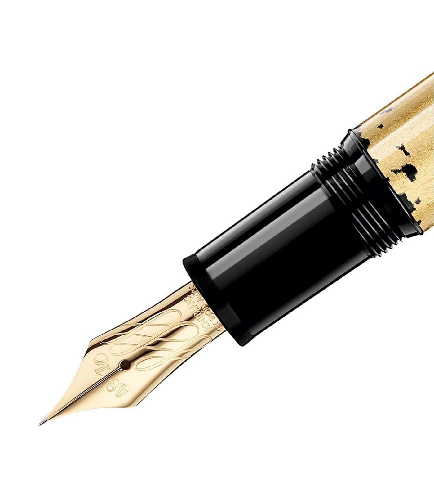 Meisterstück Solitaire Calligraphy Gold Leaf Flex Nib Fountain Pen Black and Gold