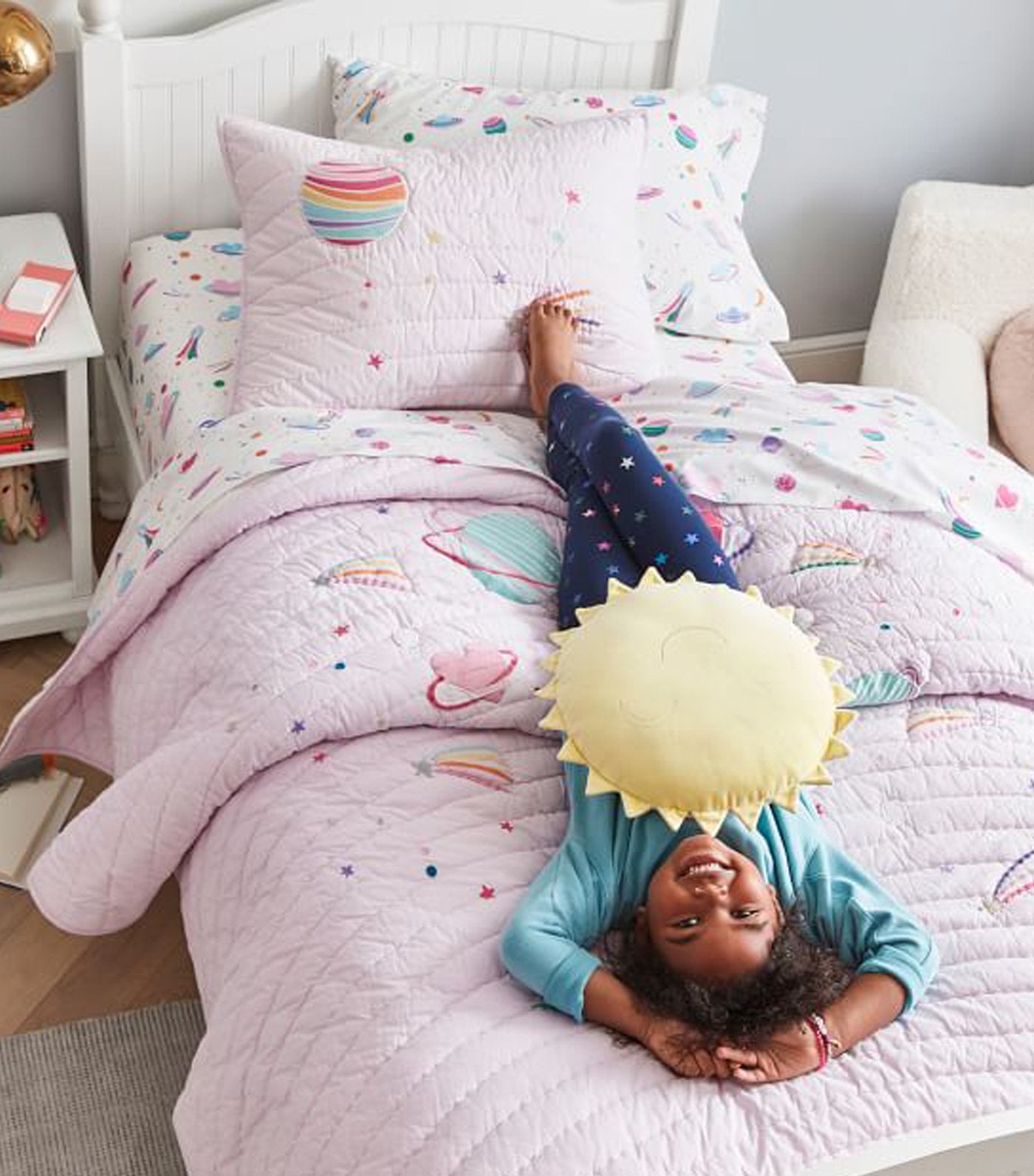 Galaxy Hearts Glow-in-the-Dark Quilt and Standard Sham