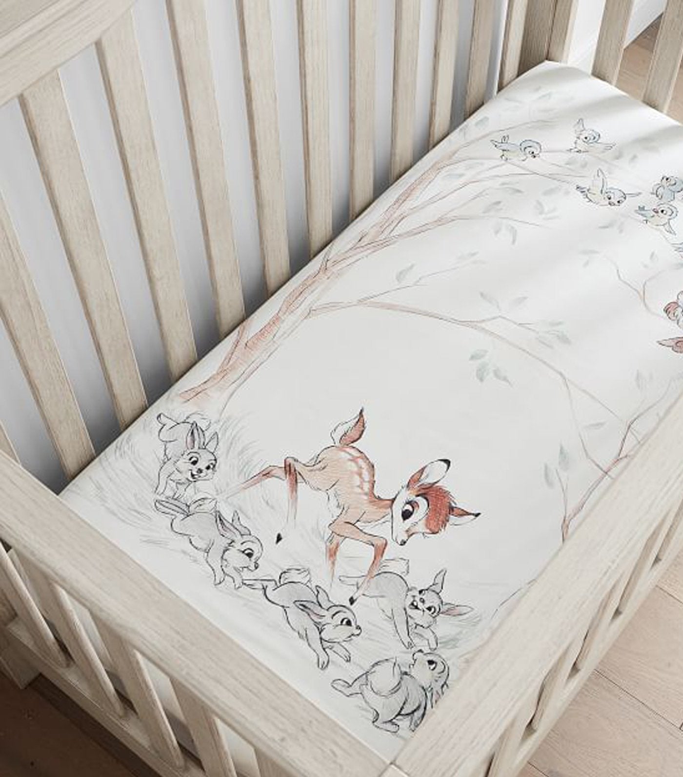 pottery barn kids white disney bambi organic picture perfect crib fitted sheet