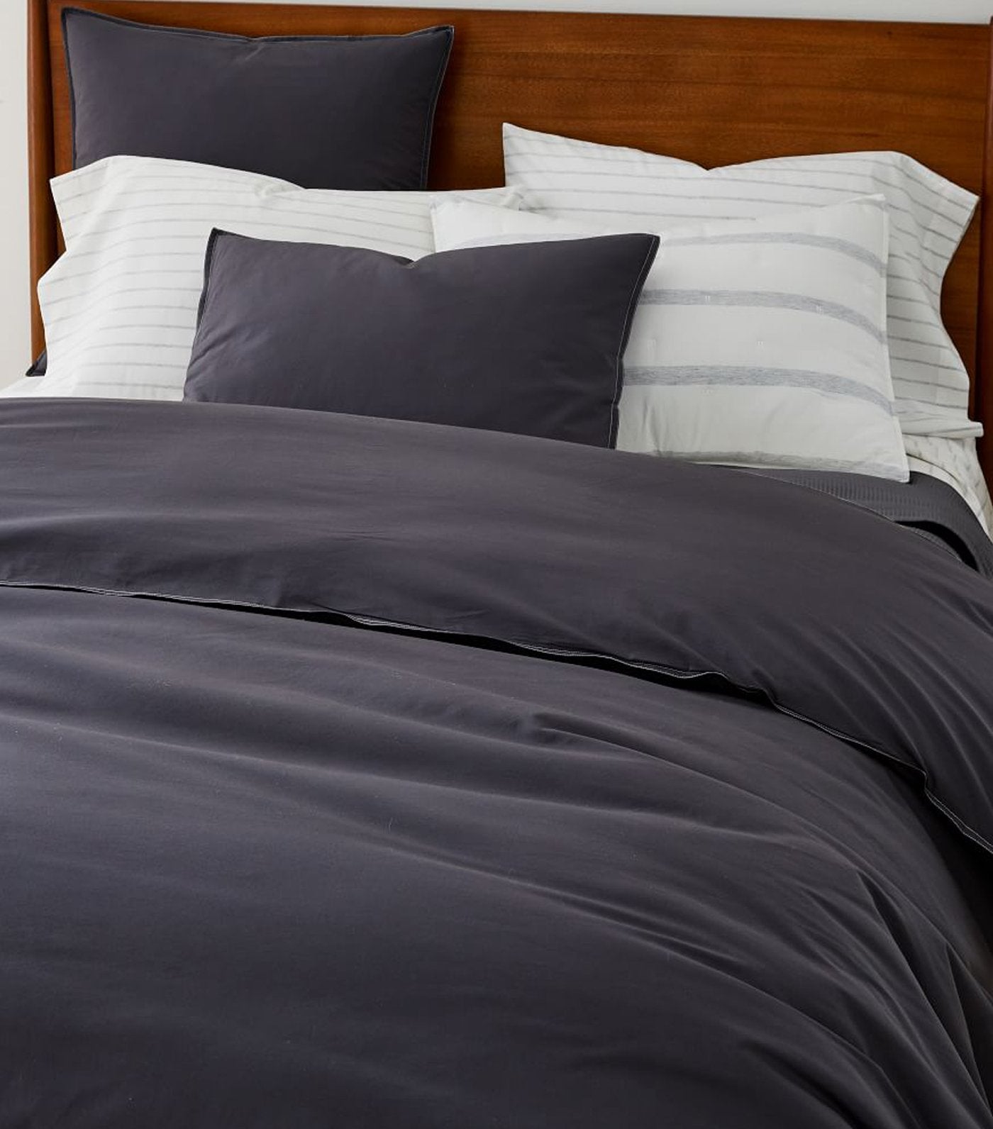 west elm Organic Washed Cotton Duvet Cover & Shams - Charcoal