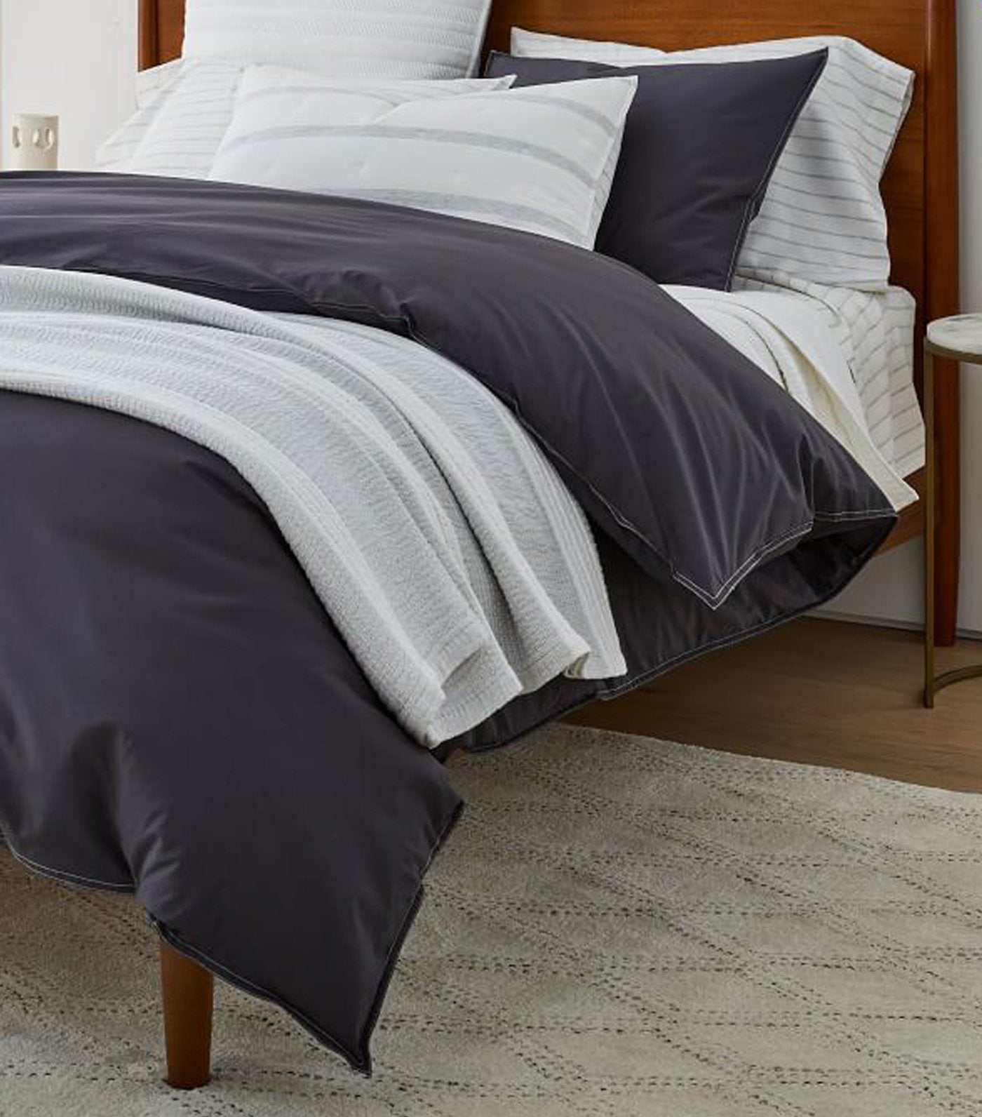 west elm Organic Washed Cotton Duvet Cover & Shams - Charcoal.