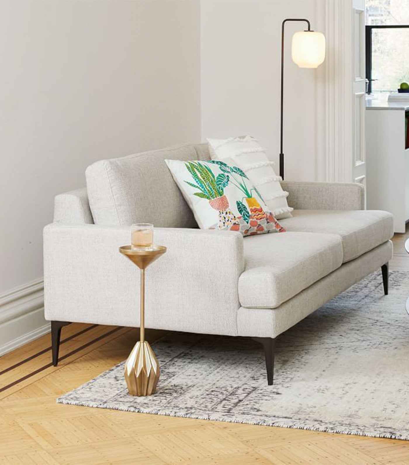 west elm faceted brass drink table