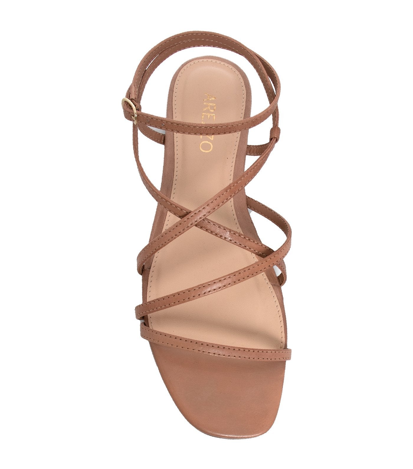 arezzo flat leather strap sandals beige