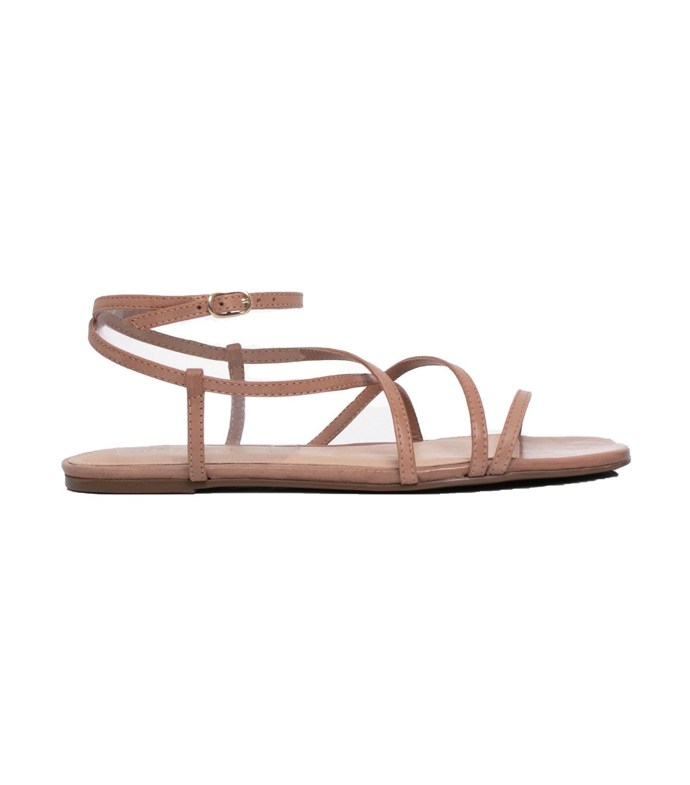 arezzo flat leather strap sandals beige