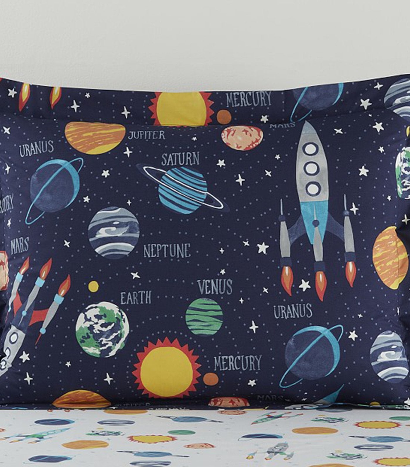 pottery barn kids solar system glow-in-the-dark pillow sham - standard