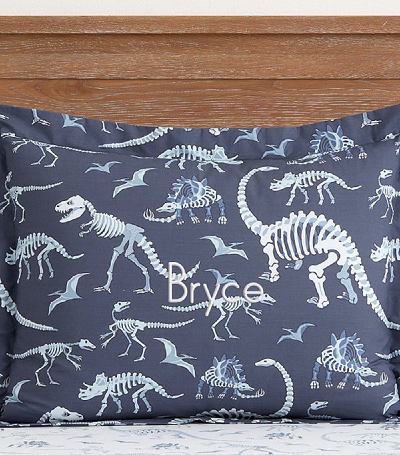 pottery barn kids dino bones glow-in-the-dark pillow sham - standard