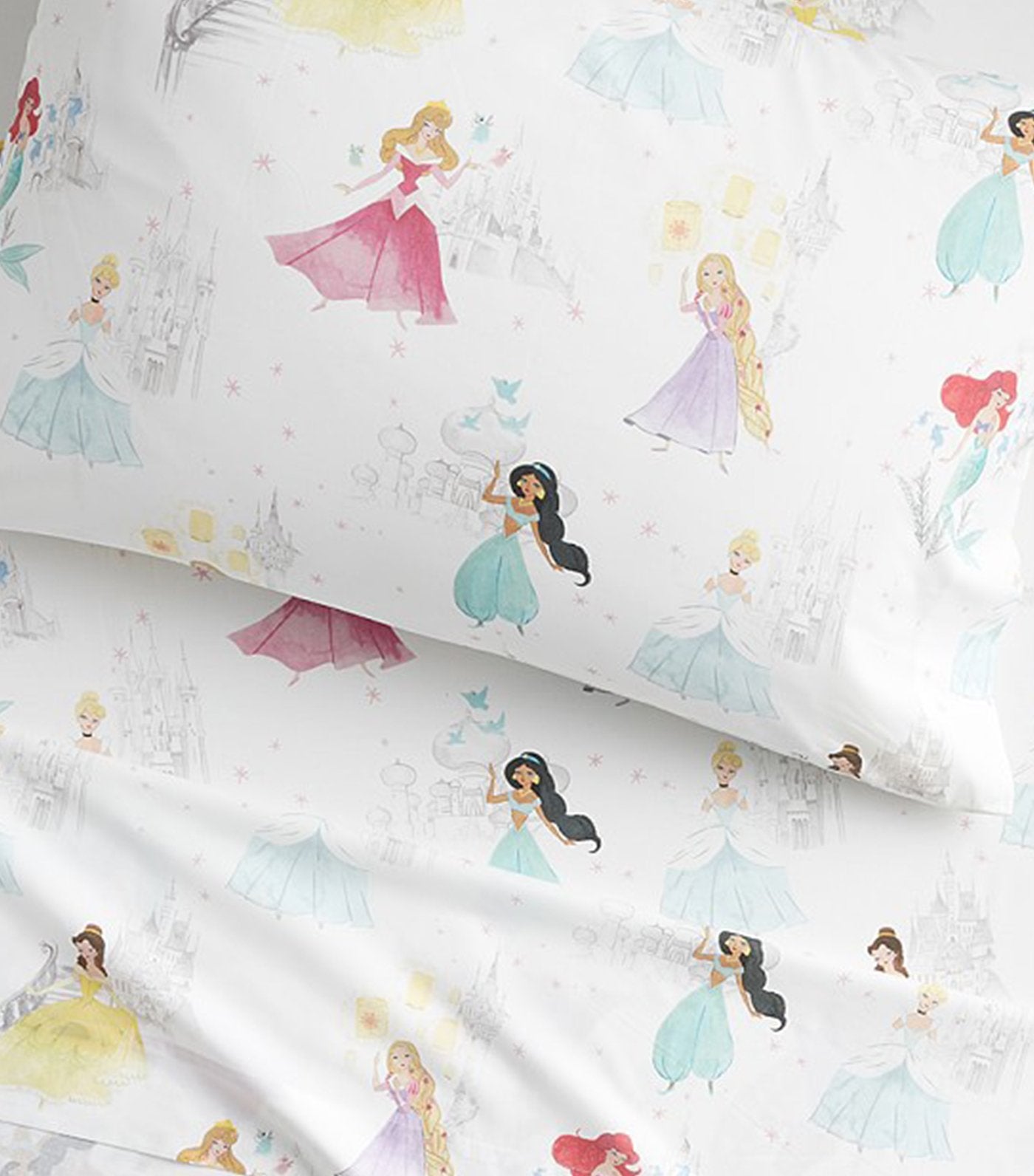 pottery barn kids disney princess castles pillow case