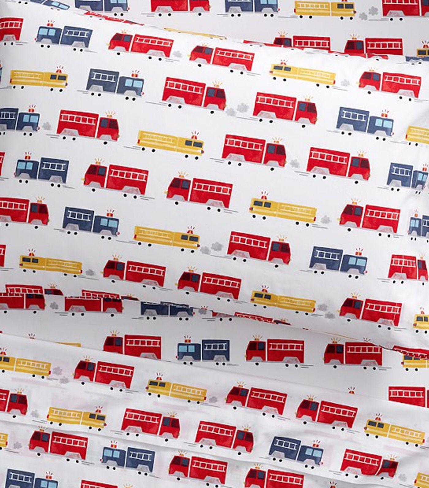pottery barn kids wyatt fire truck sheet set - twin