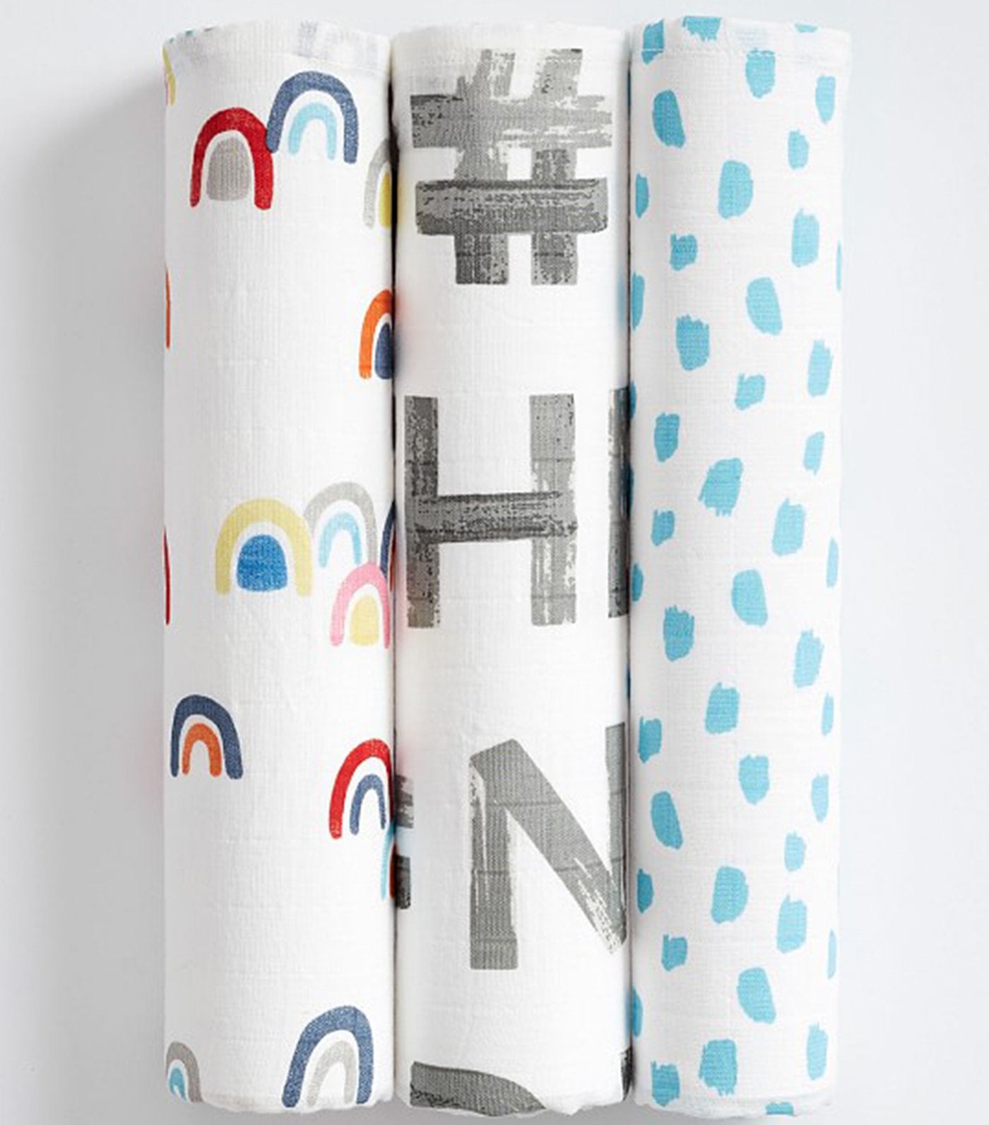 pottery barn kids rainbow muslin swaddle set