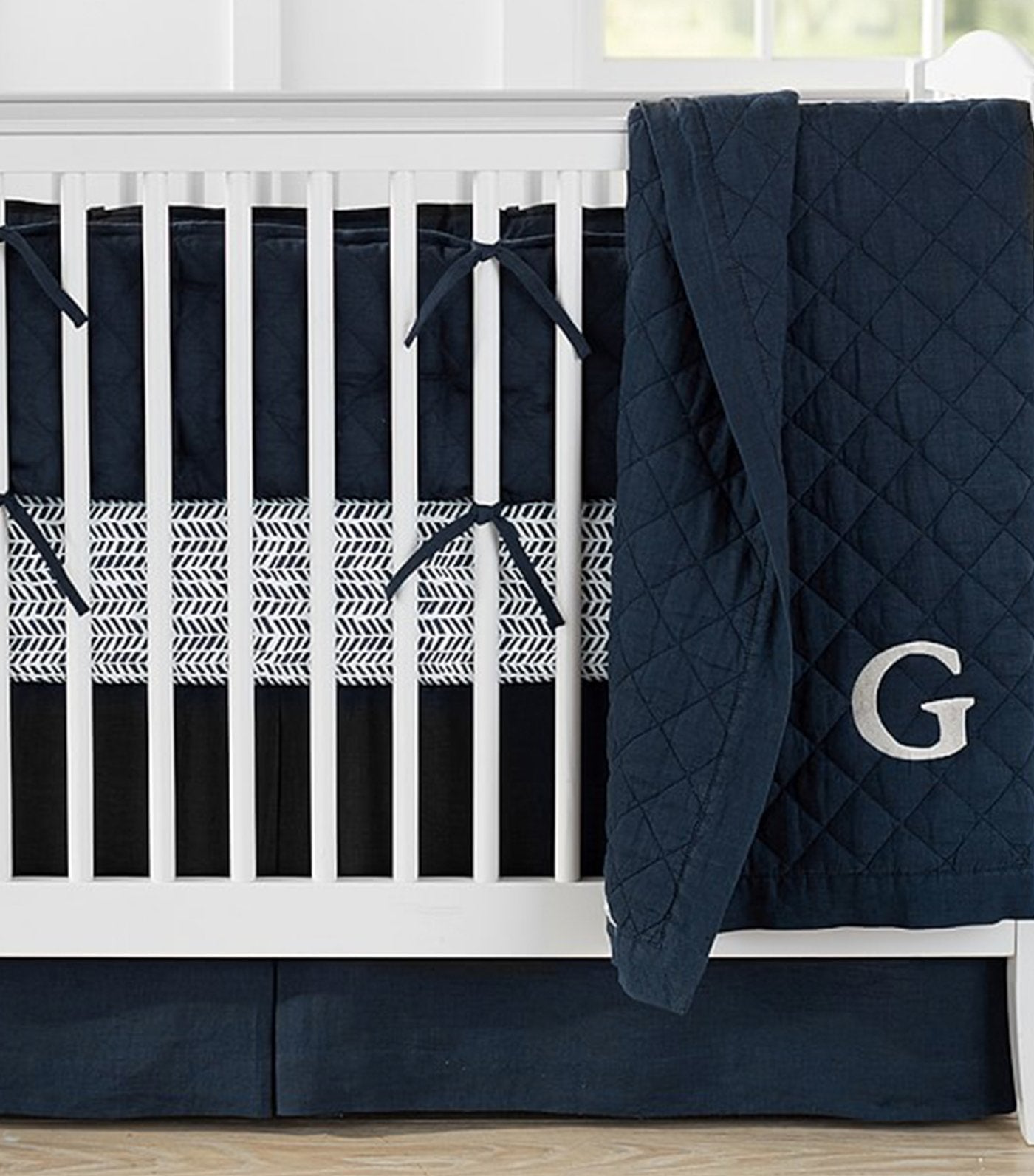 pottery barn kids navy belgian linen toddler quilt 
