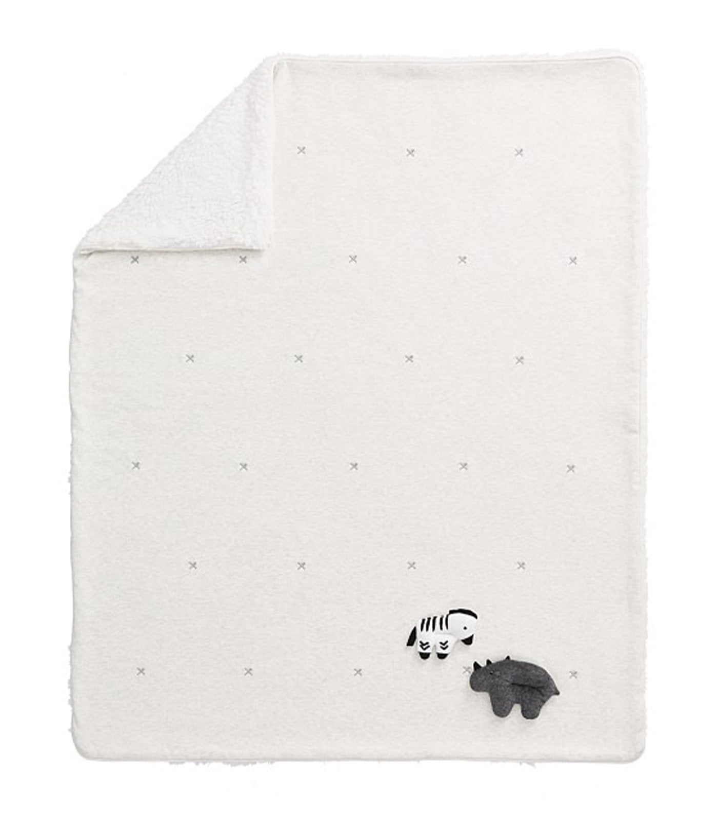 pottery barn kids ivory multi playtime sherpa animal baby blanket